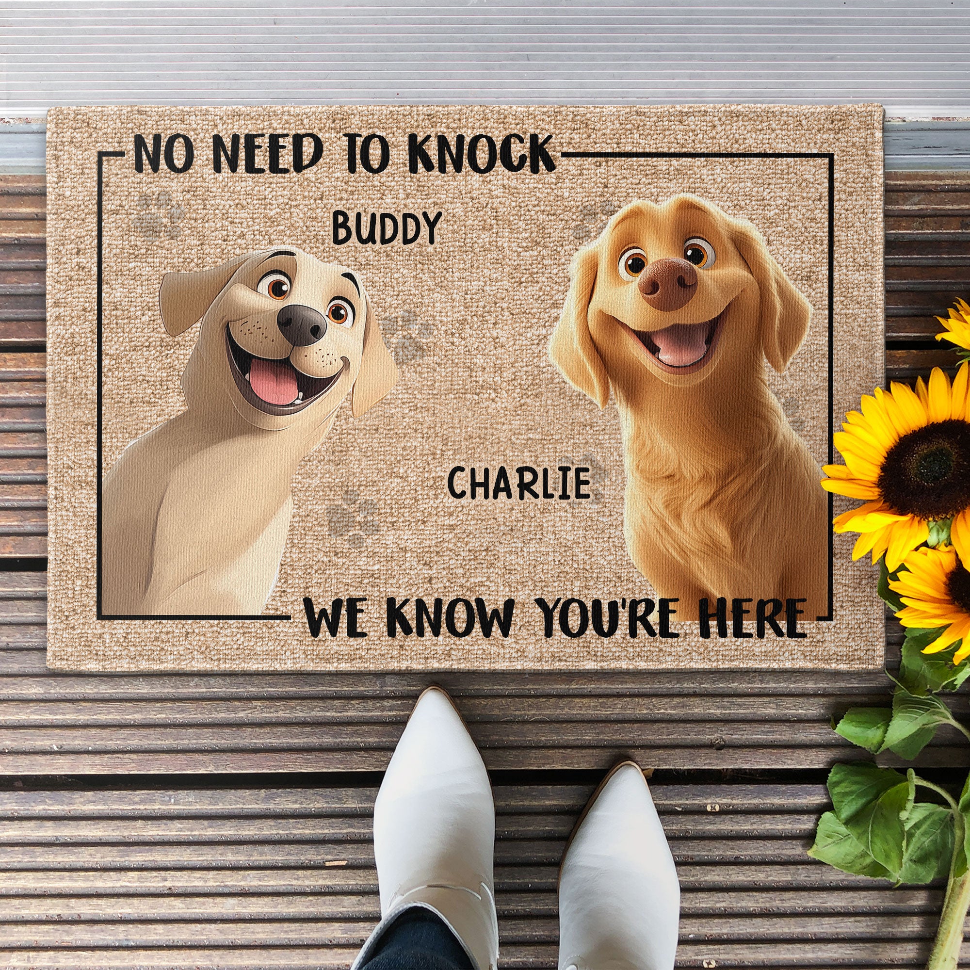 No Need To Knock - New Dog Version - Personalized Doormat