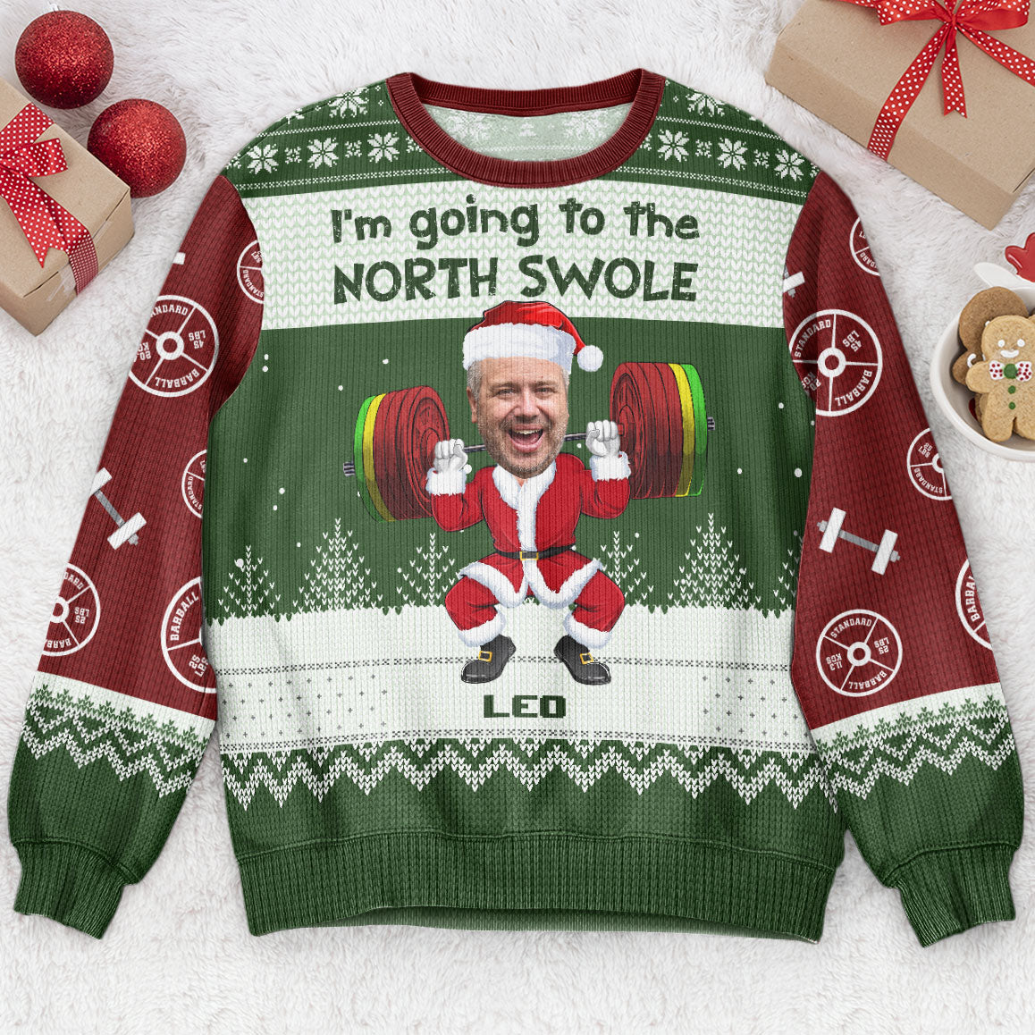 North Swole - Personalized Photo Ugly Sweater