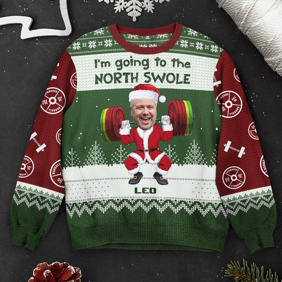 North Swole - Personalized Photo Ugly Sweater