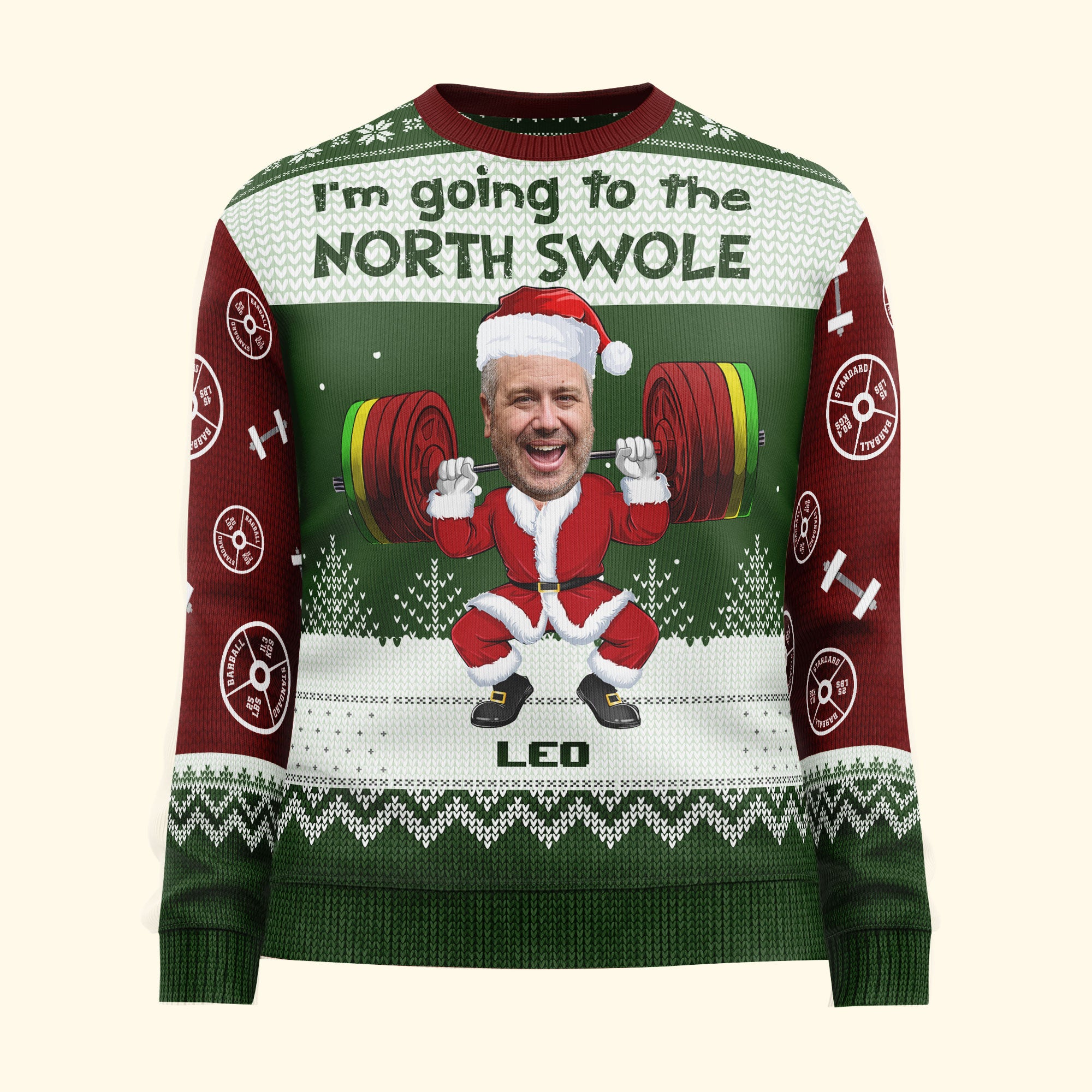 North Swole - Personalized Photo Ugly Sweater