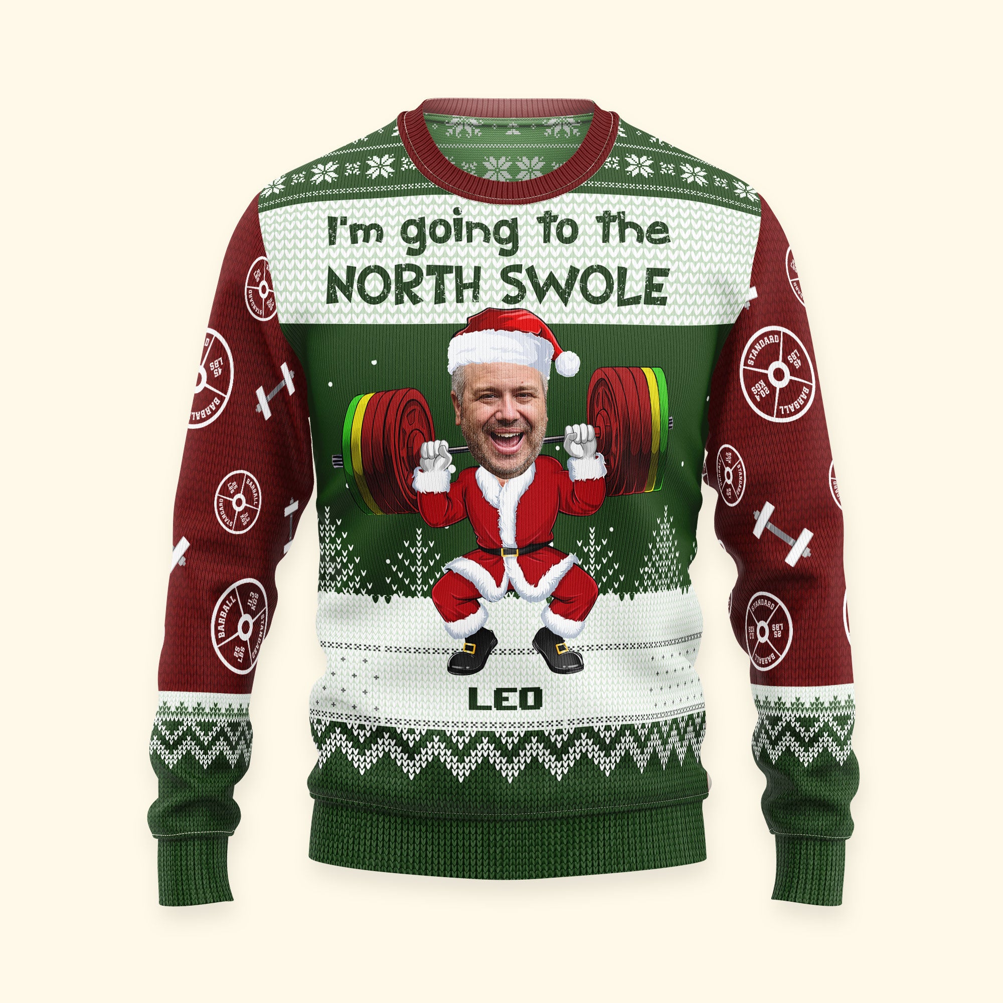 North Swole - Personalized Photo Ugly Sweater