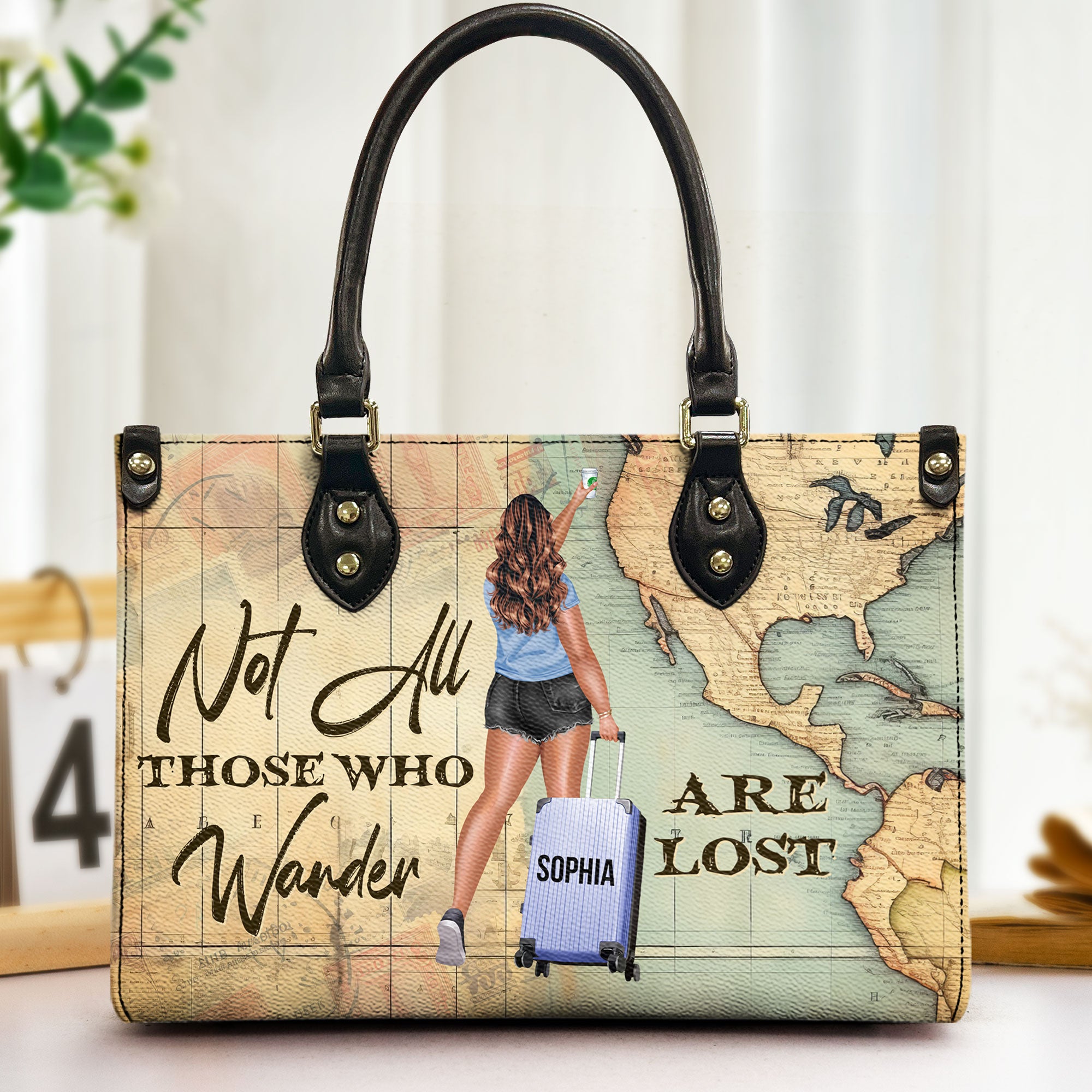 Not All Those Who Wander - Personalized Leather Bag