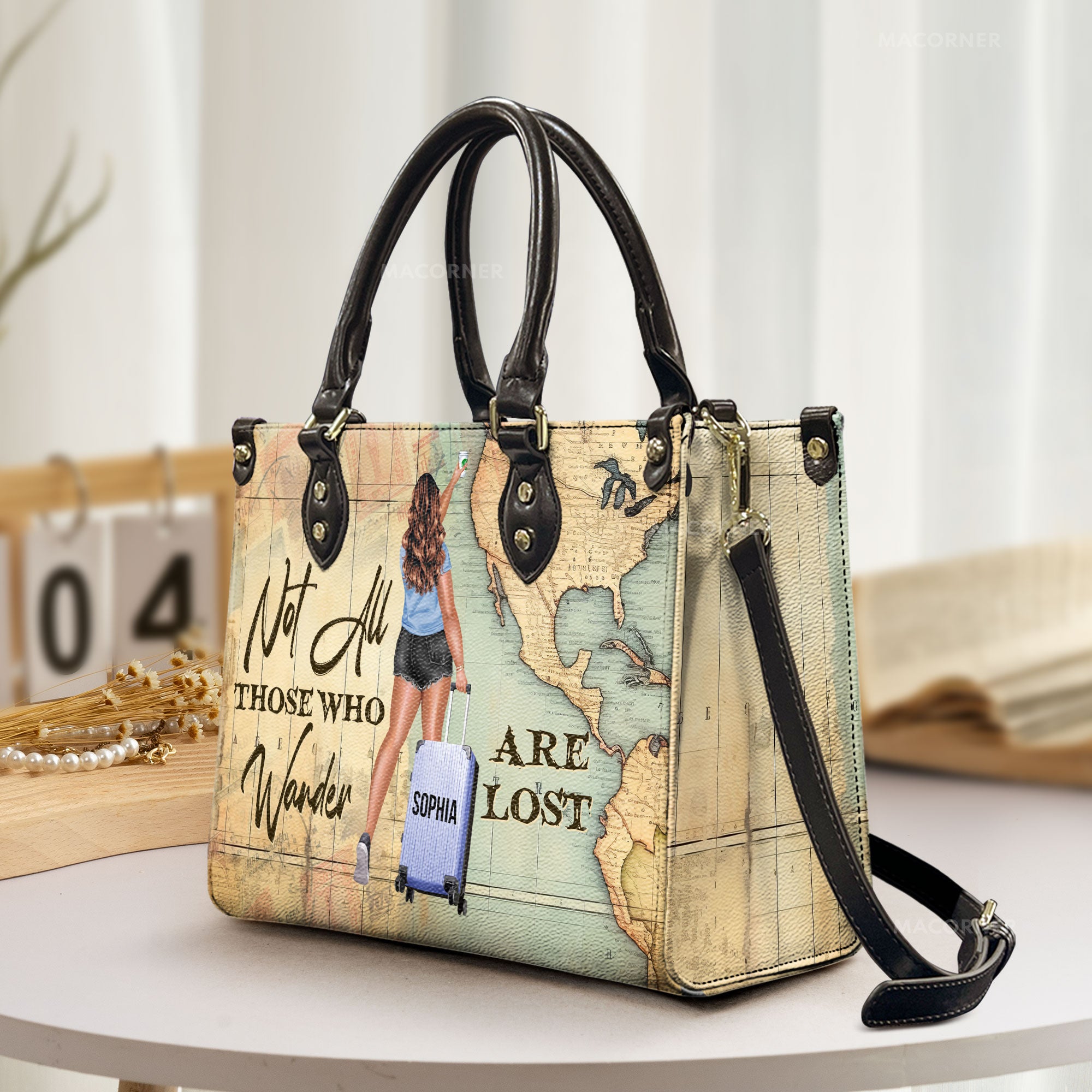 Not All Those Who Wander - Personalized Leather Bag