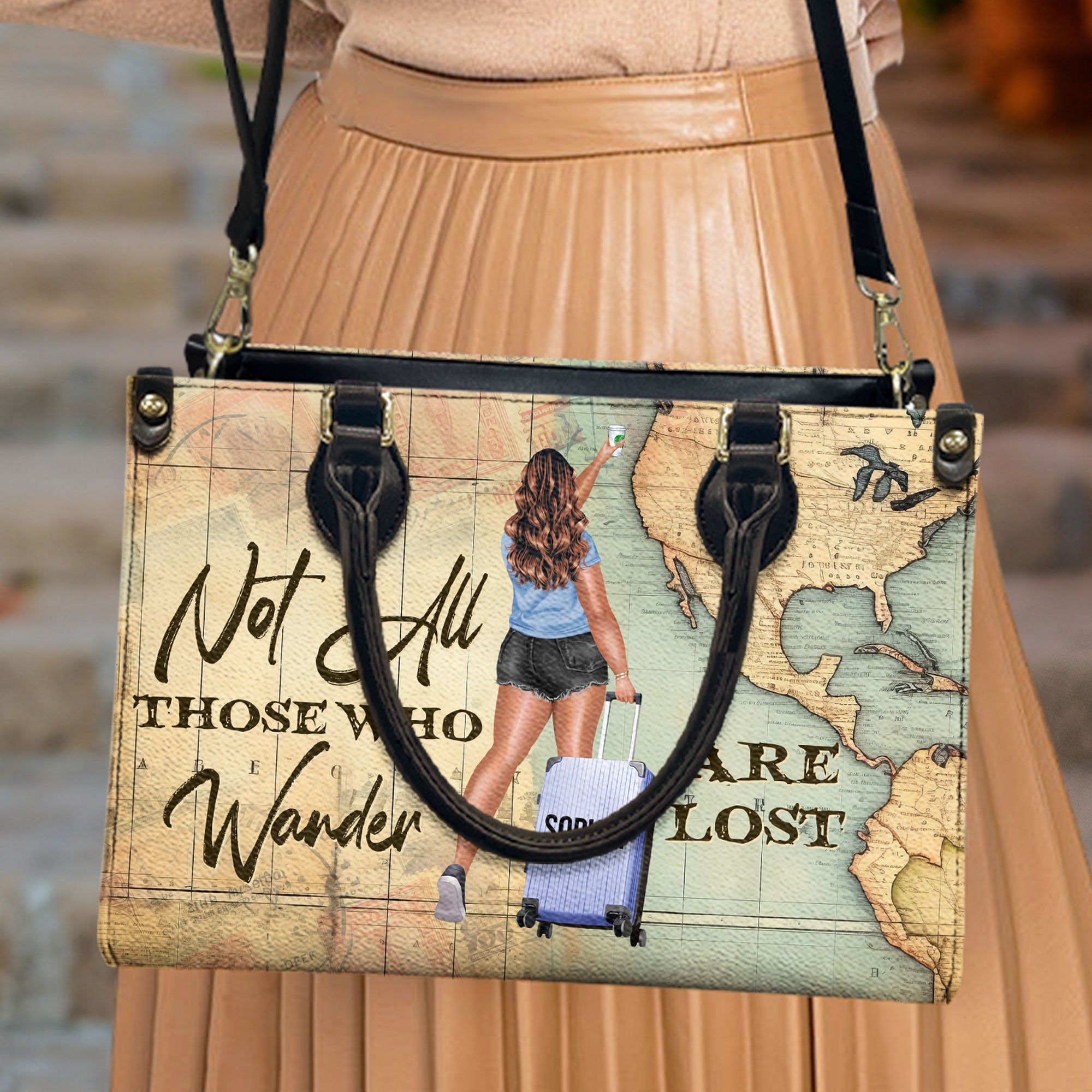 Not All Those Who Wander - Personalized Leather Bag