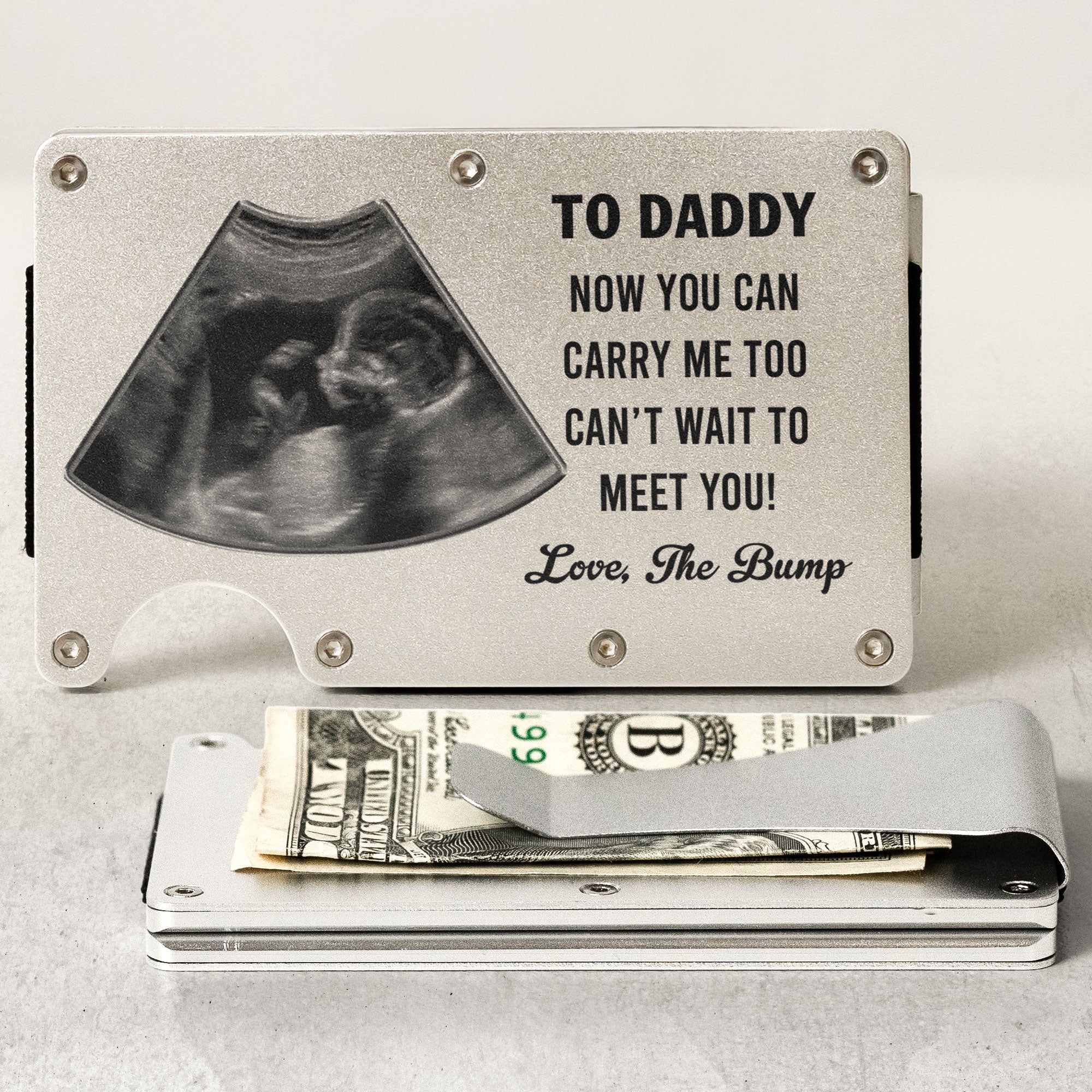 Now You Can Carry Me Too First Father's Day - Personalized Photo Metal Card Holder