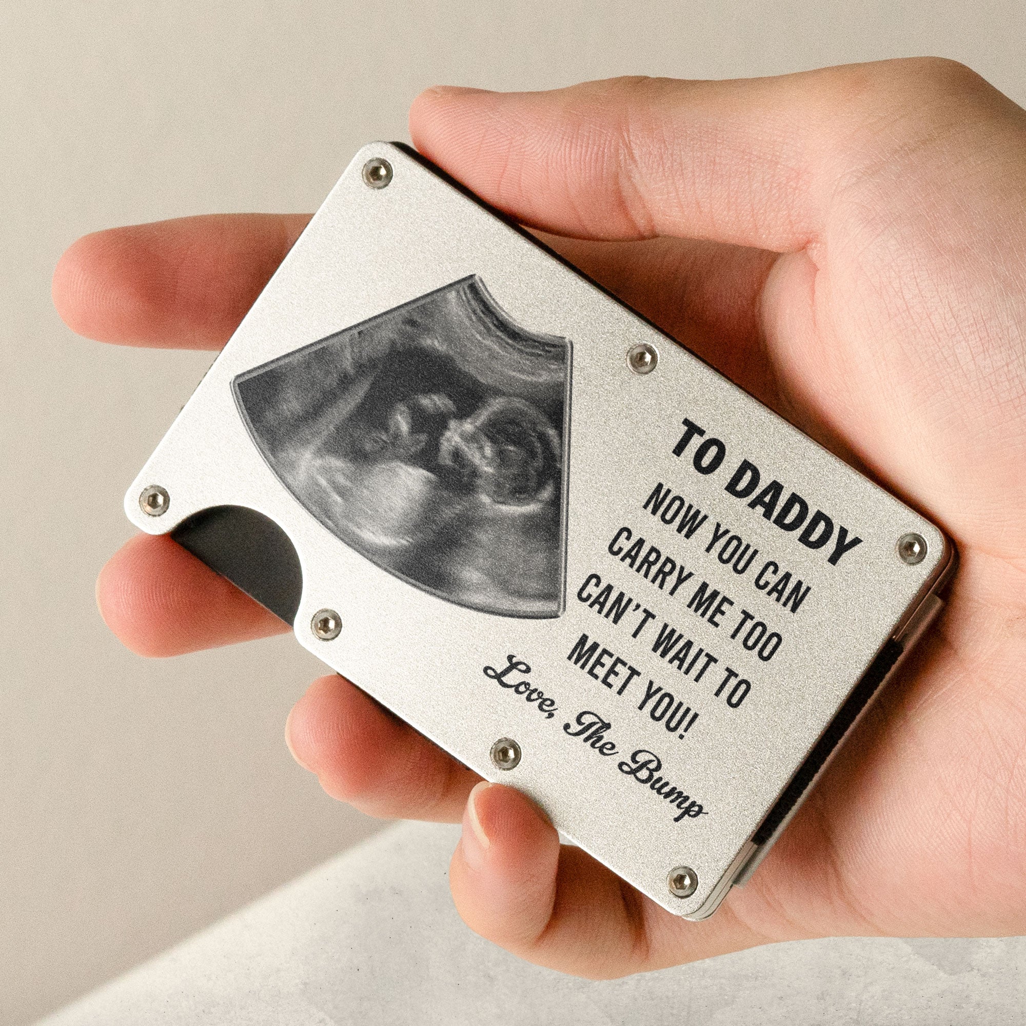 Now You Can Carry Me Too First Father's Day - Personalized Photo Metal Card Holder