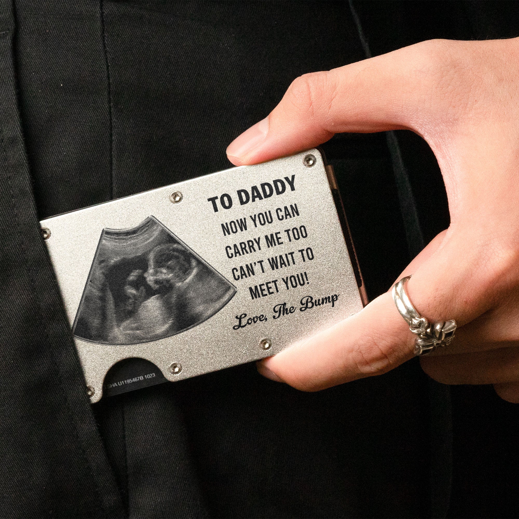 Now You Can Carry Me Too First Father's Day - Personalized Photo Metal Card Holder