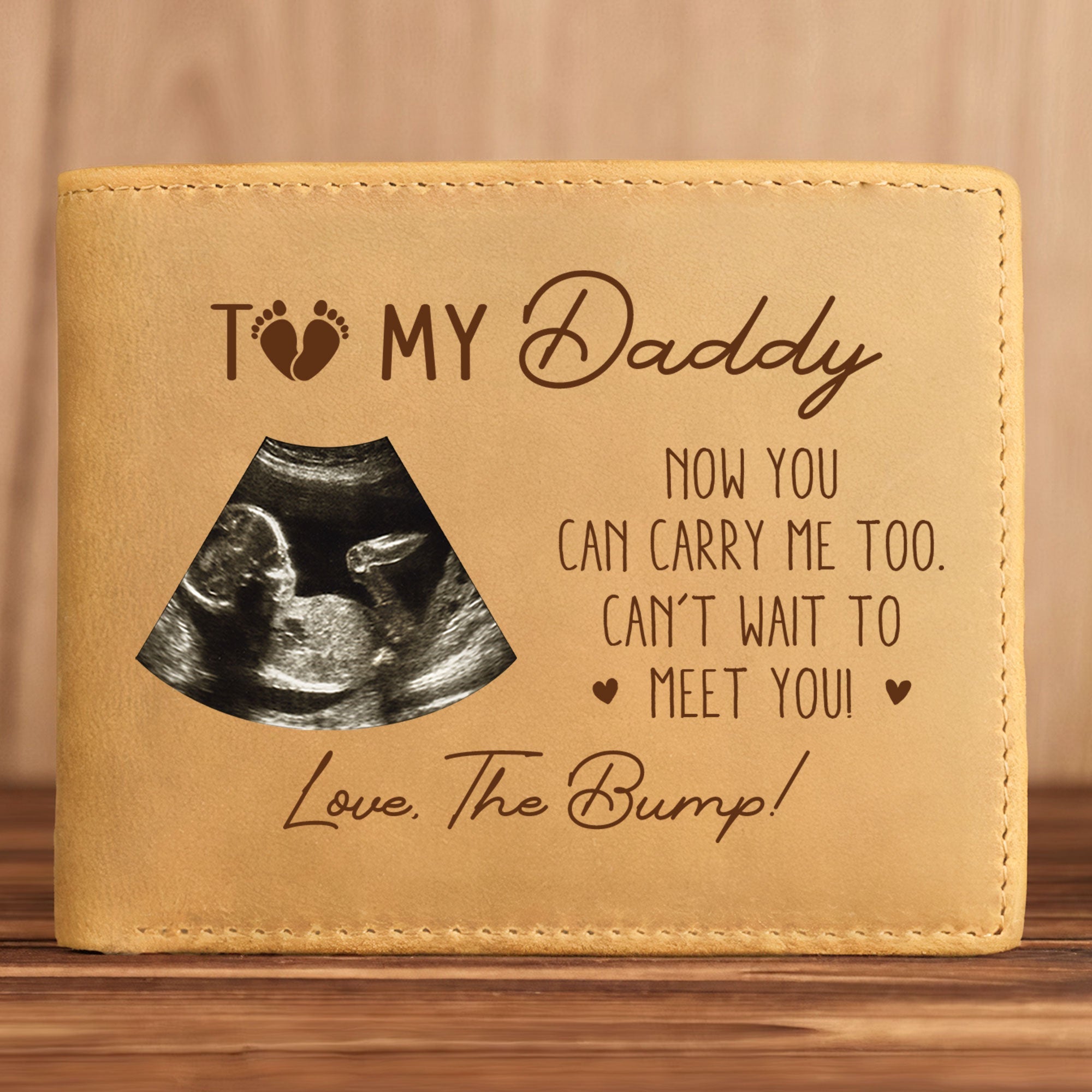 Now You Can Carry Me Too From The Bump - Personalized Leather Wallet