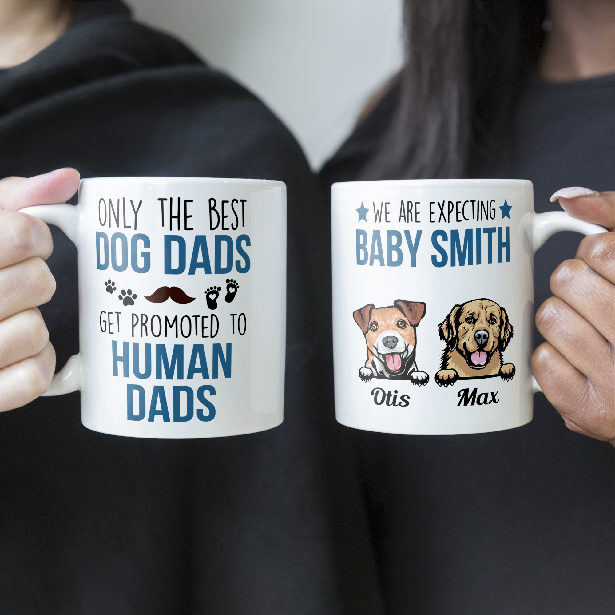 Only The Best Dog Dads Get Promoted To Human Dads - Personalized Mug - Birthday, Pregnancy Announcement, Father's Day Gift For Father, Daddy, Dad, Dog & Cat Lover