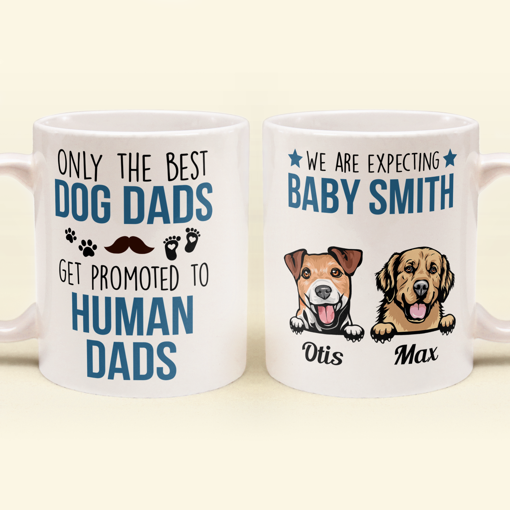 Only The Best Dog Dads Get Promoted To Human Dads - Personalized Mug - Birthday, Pregnancy Announcement, Father's Day Gift For Father, Daddy, Dad, Dog & Cat Lover