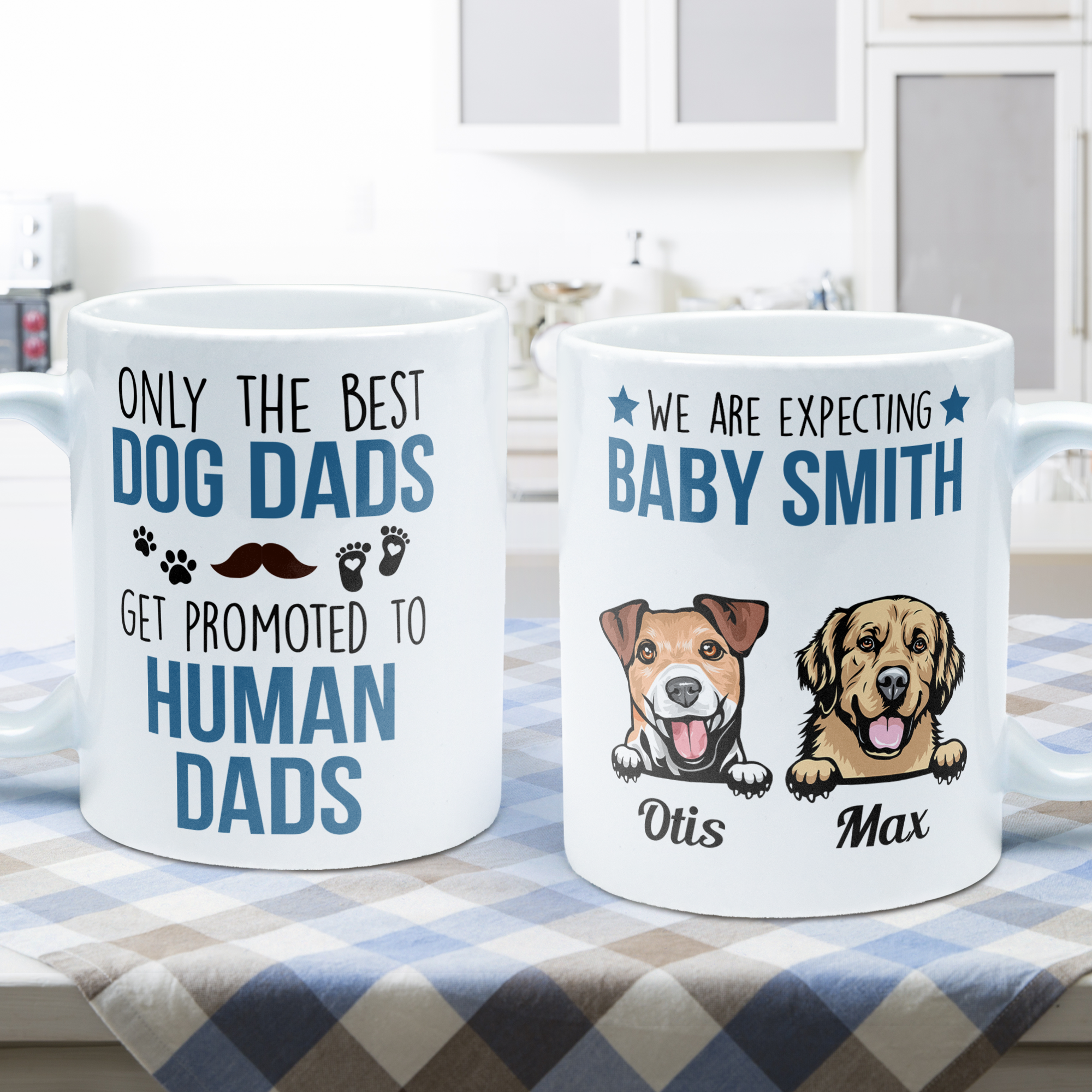 Only The Best Dog Dads Get Promoted To Human Dads - Personalized Mug - Birthday, Pregnancy Announcement, Father's Day Gift For Father, Daddy, Dad, Dog & Cat Lover