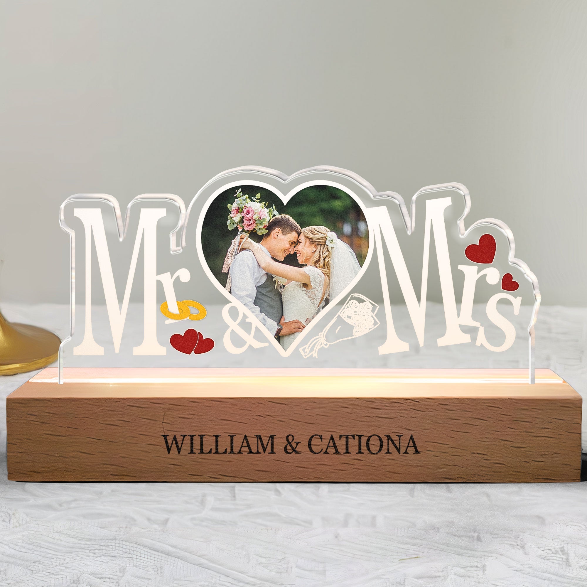 Officially Mr. And Mrs. - Personalized LED Light