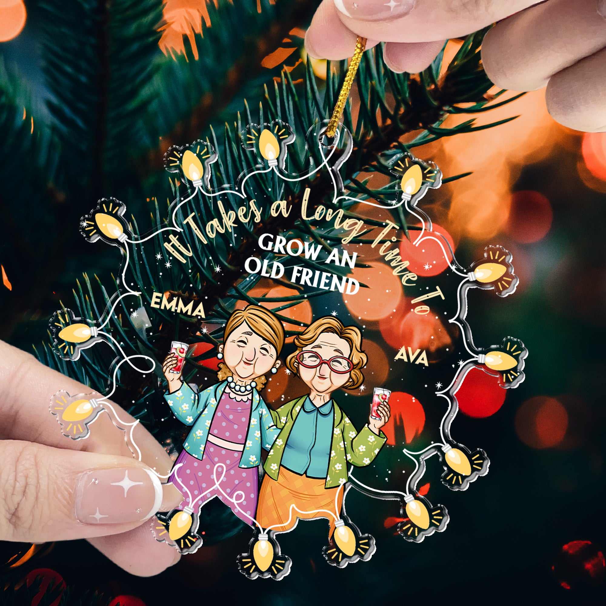 Old Friends Take Time To Grow - Personalized Acrylic Ornament