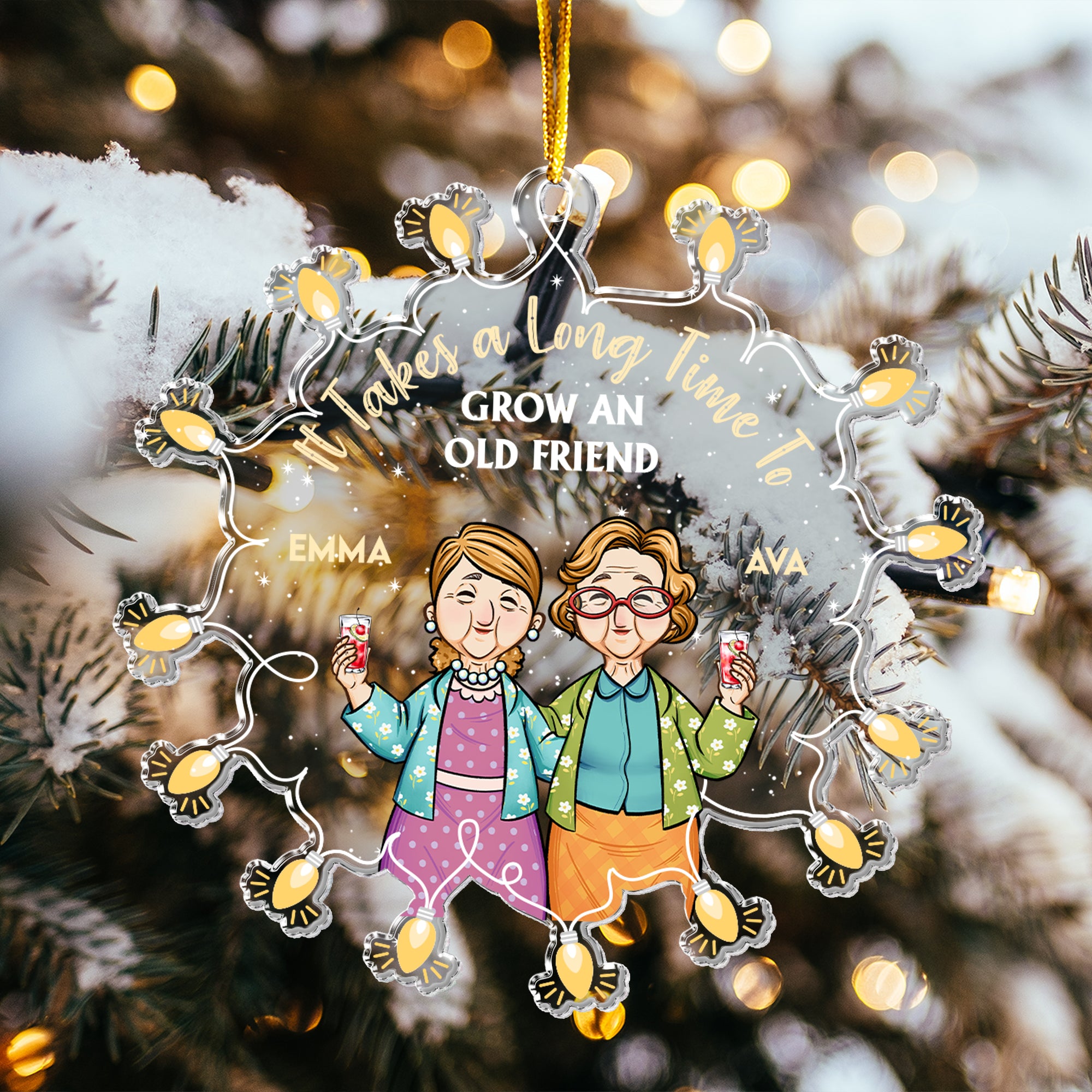 Old Friends Take Time To Grow - Personalized Acrylic Ornament