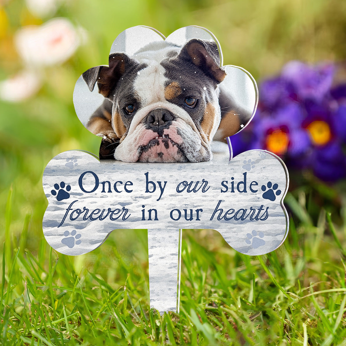 Once By Our Side Forever In Our Hearts Memorial Pet - Personalized Photo Garden Stake