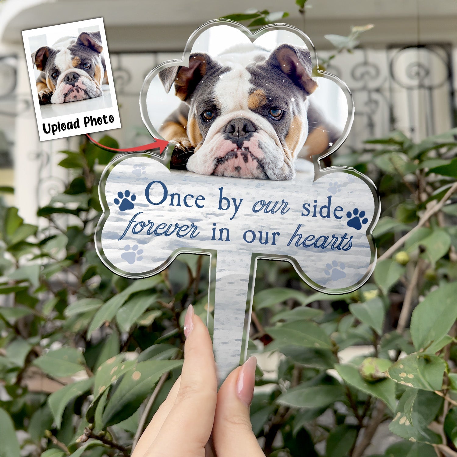 Once By Our Side Forever In Our Hearts Memorial Pet - Personalized Photo Garden Stake