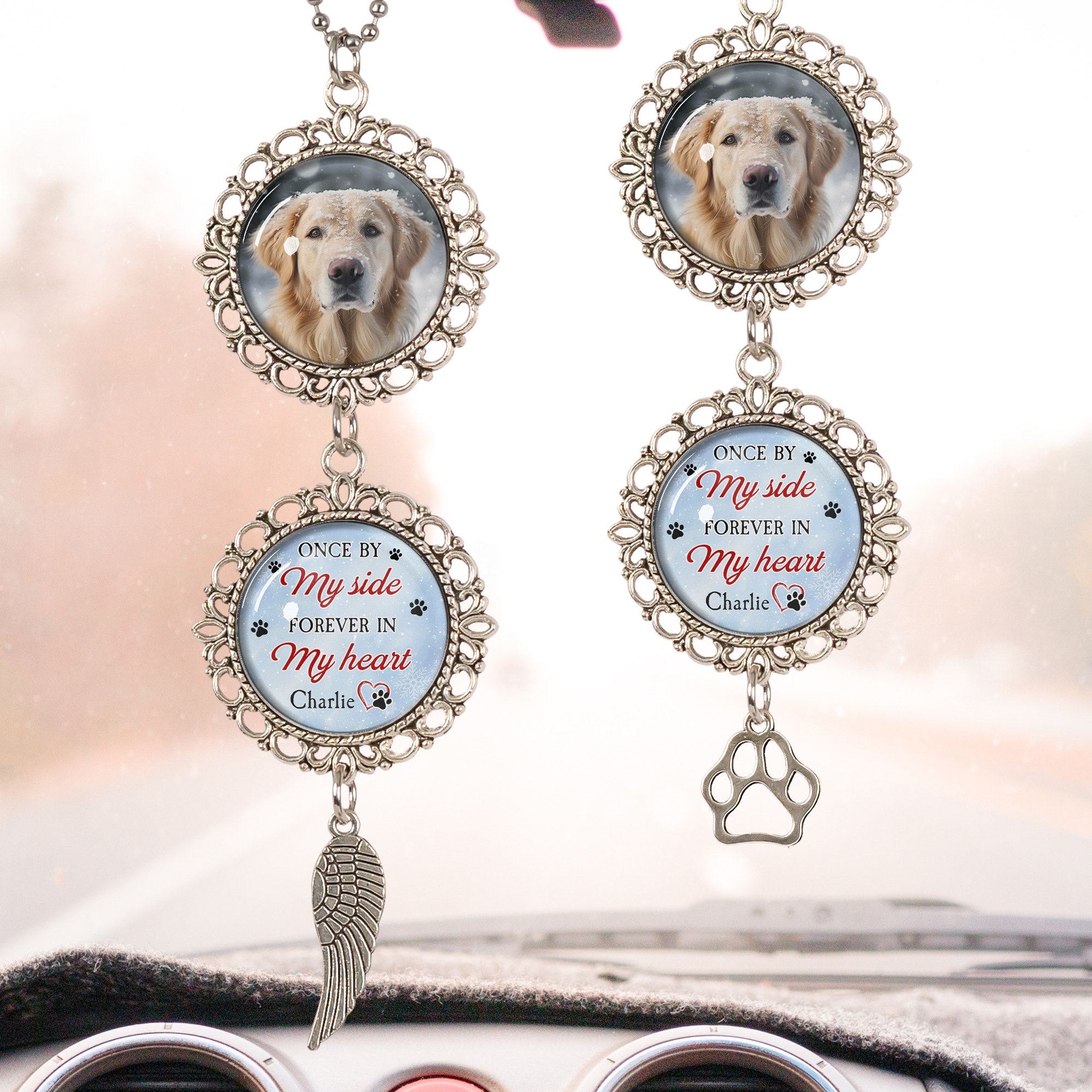 Once By My Side, Forever In My Heart - Personalized Photo Car Ornament