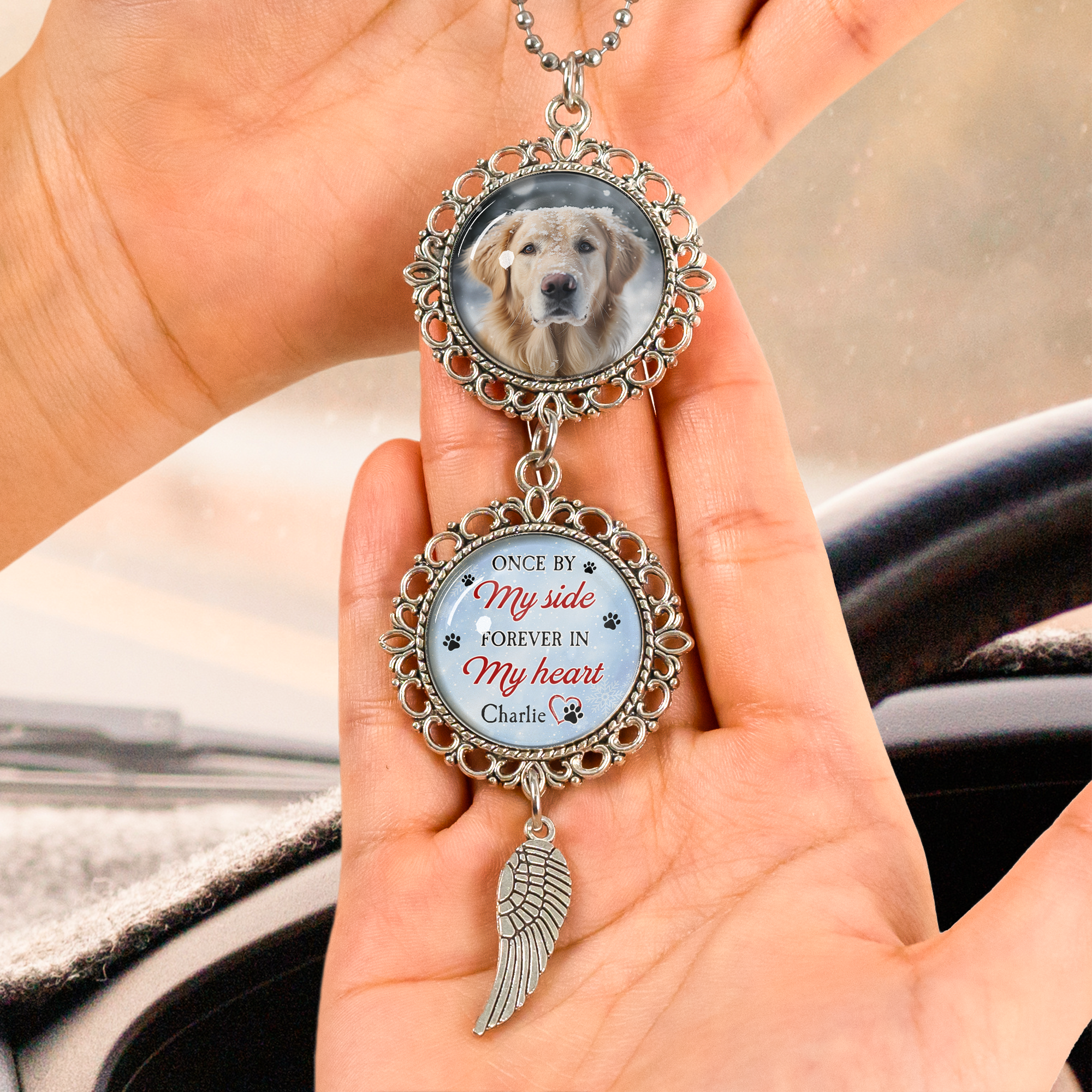 Once By My Side, Forever In My Heart - Personalized Photo Car Ornament