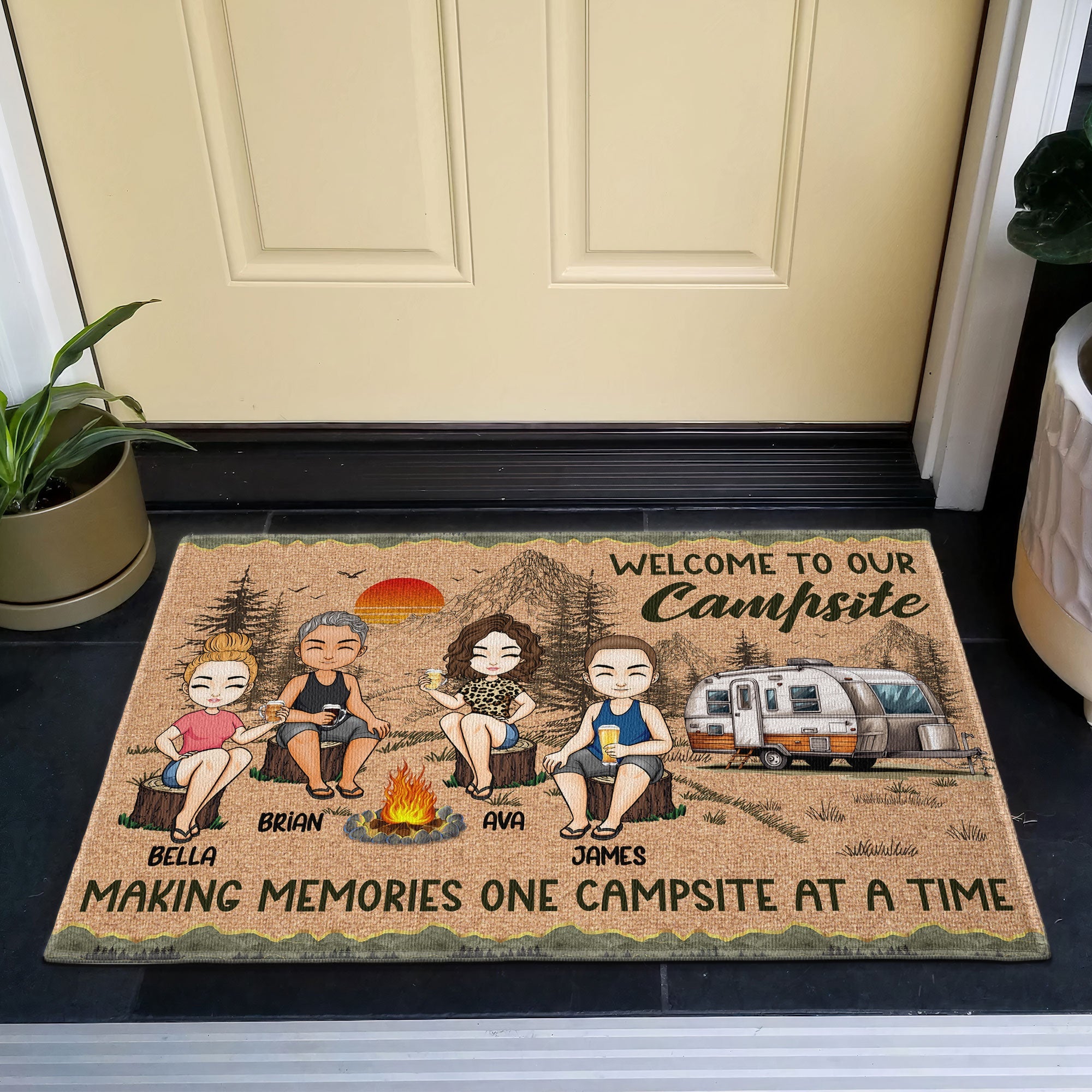 One Campsite At A Time - Personalized Doormat