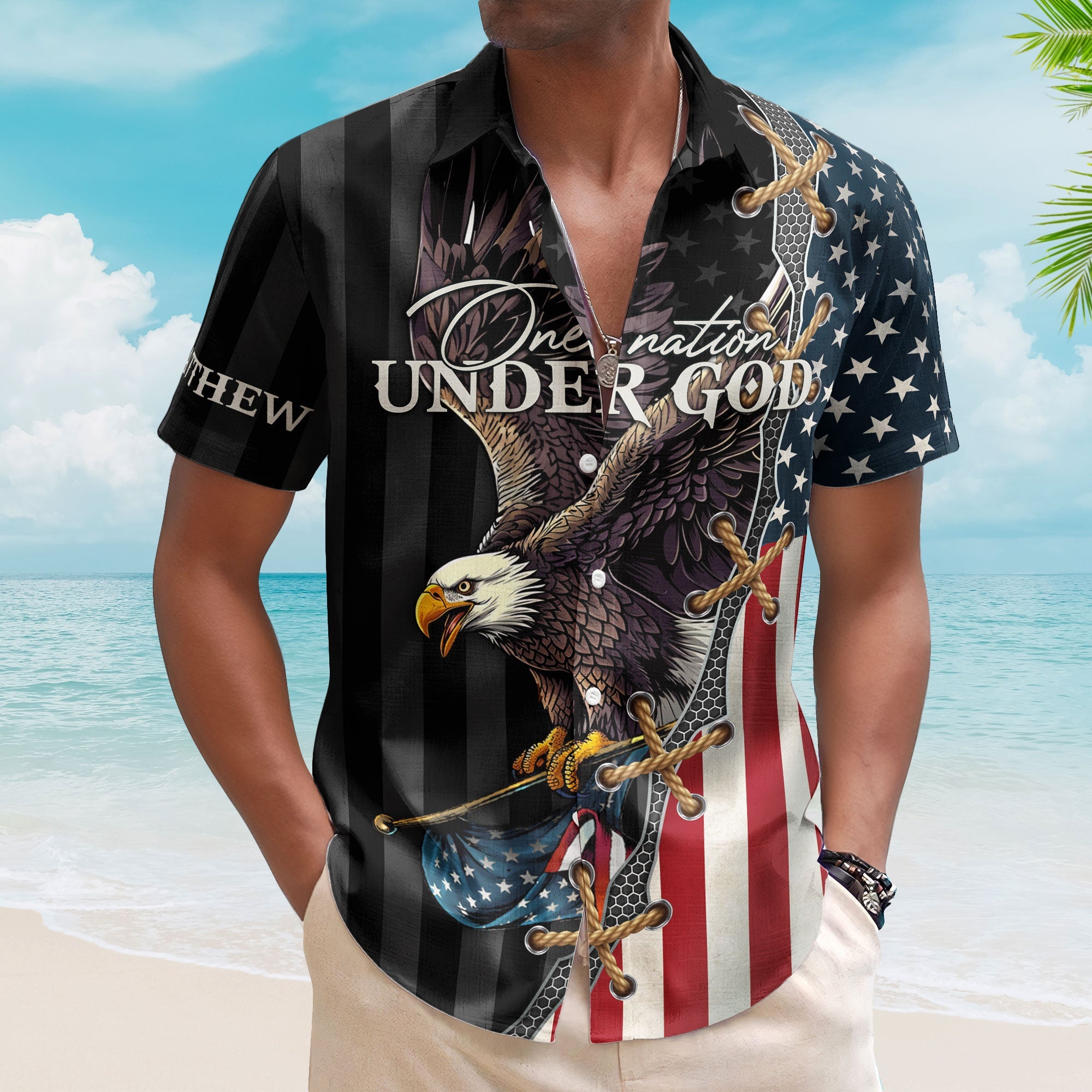 One Nation Under God Jesus Christian Patriot Day Hawaiian Shirt - Custom Hawaiian Shirts