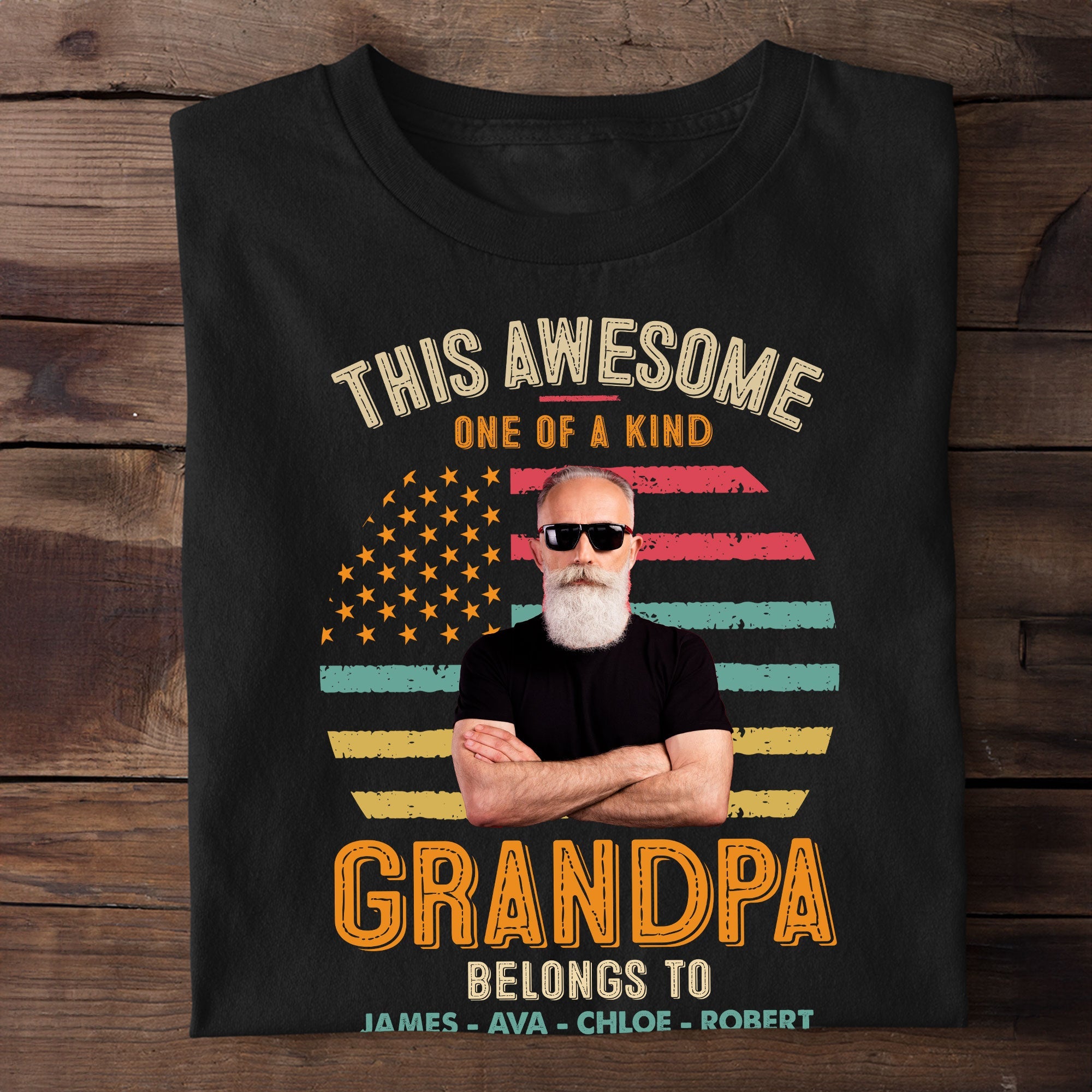 One Of A Kind Grandpa - Personalized Photo Shirt