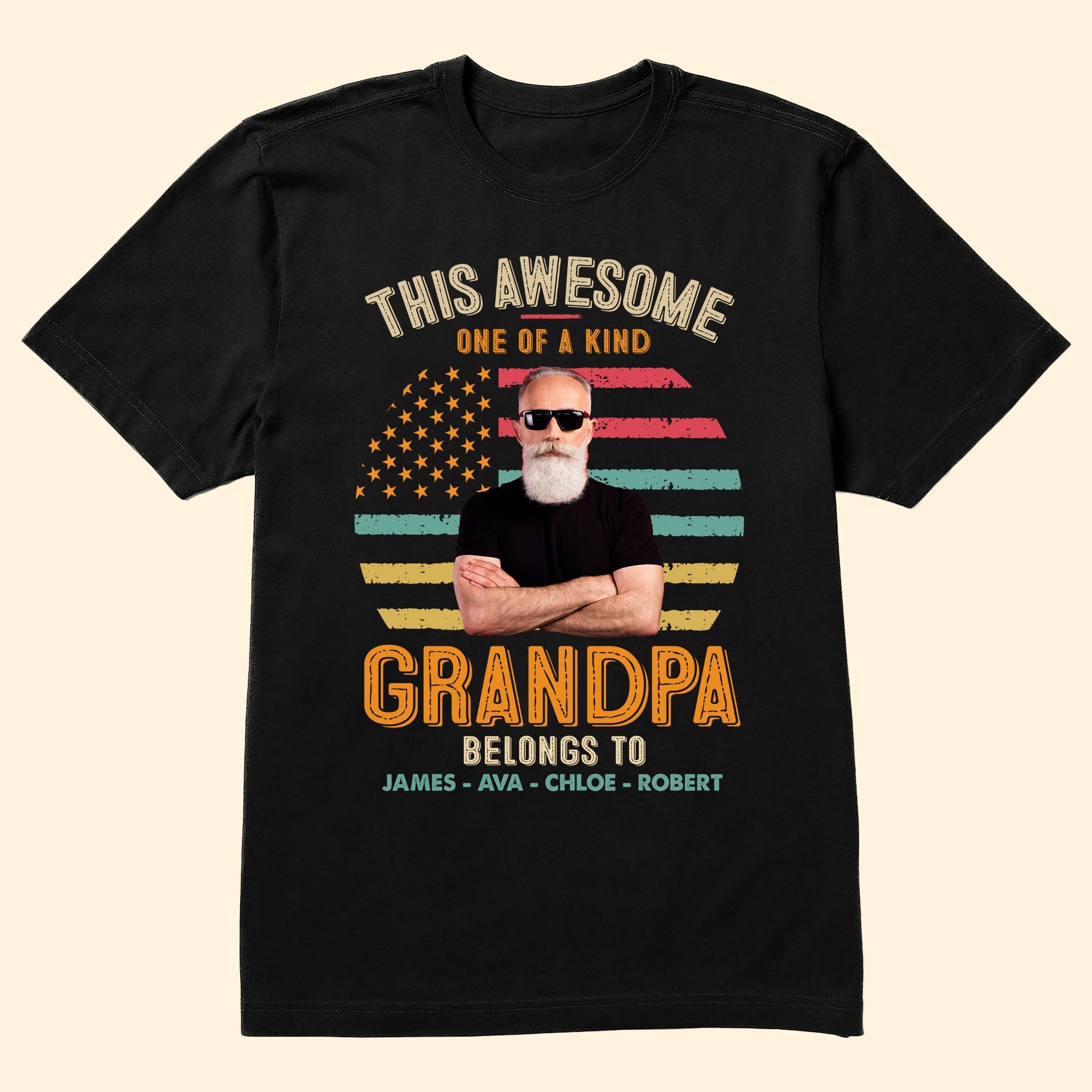 One Of A Kind Grandpa - Personalized Photo Shirt