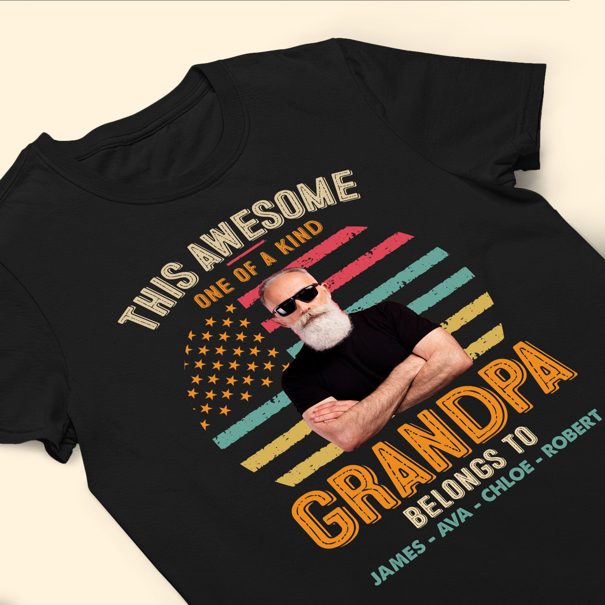 One Of A Kind Grandpa - Personalized Photo Shirt