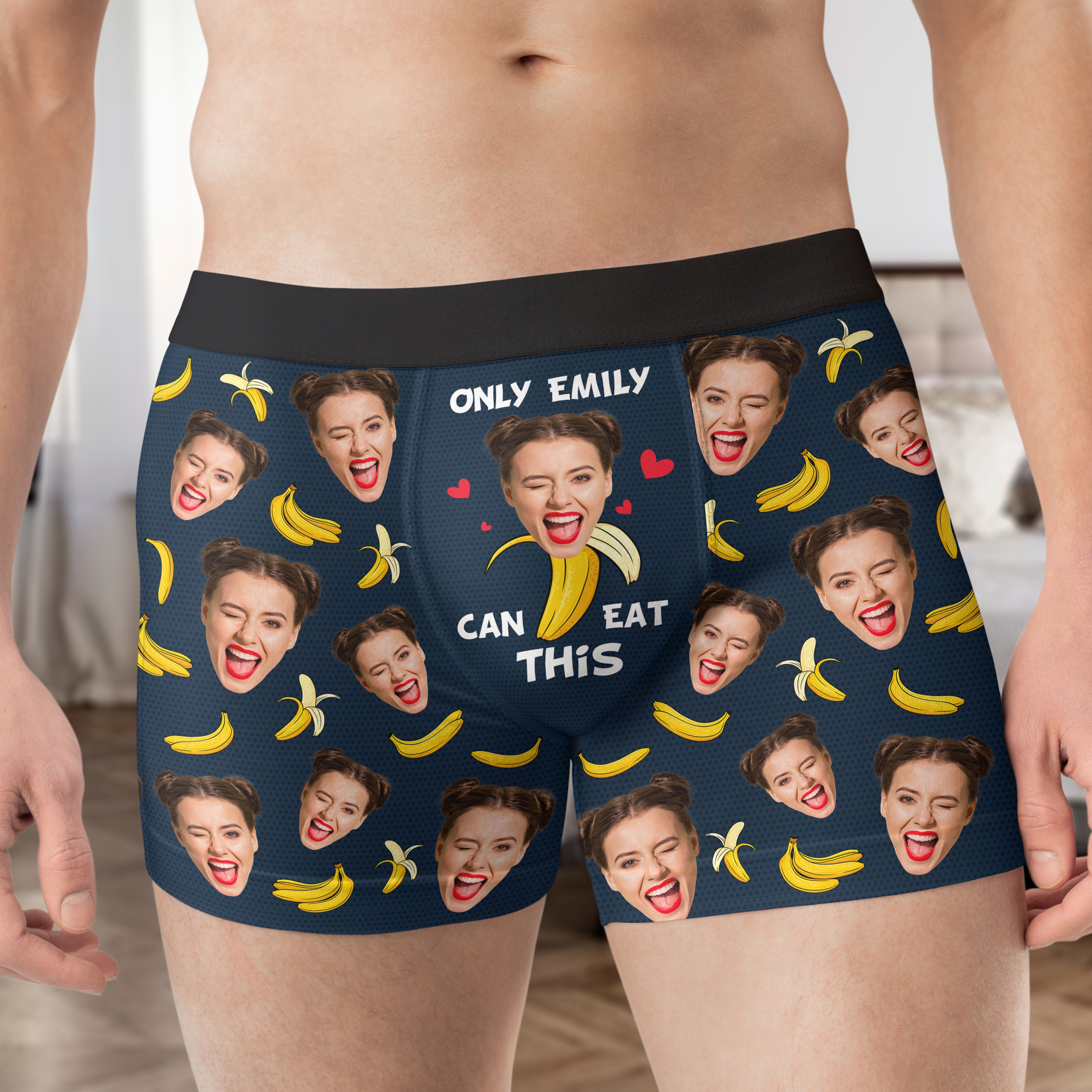 Only Emily Can Eat This Naughty Gift For Husband - Personalized Photo Men's Boxer Briefs