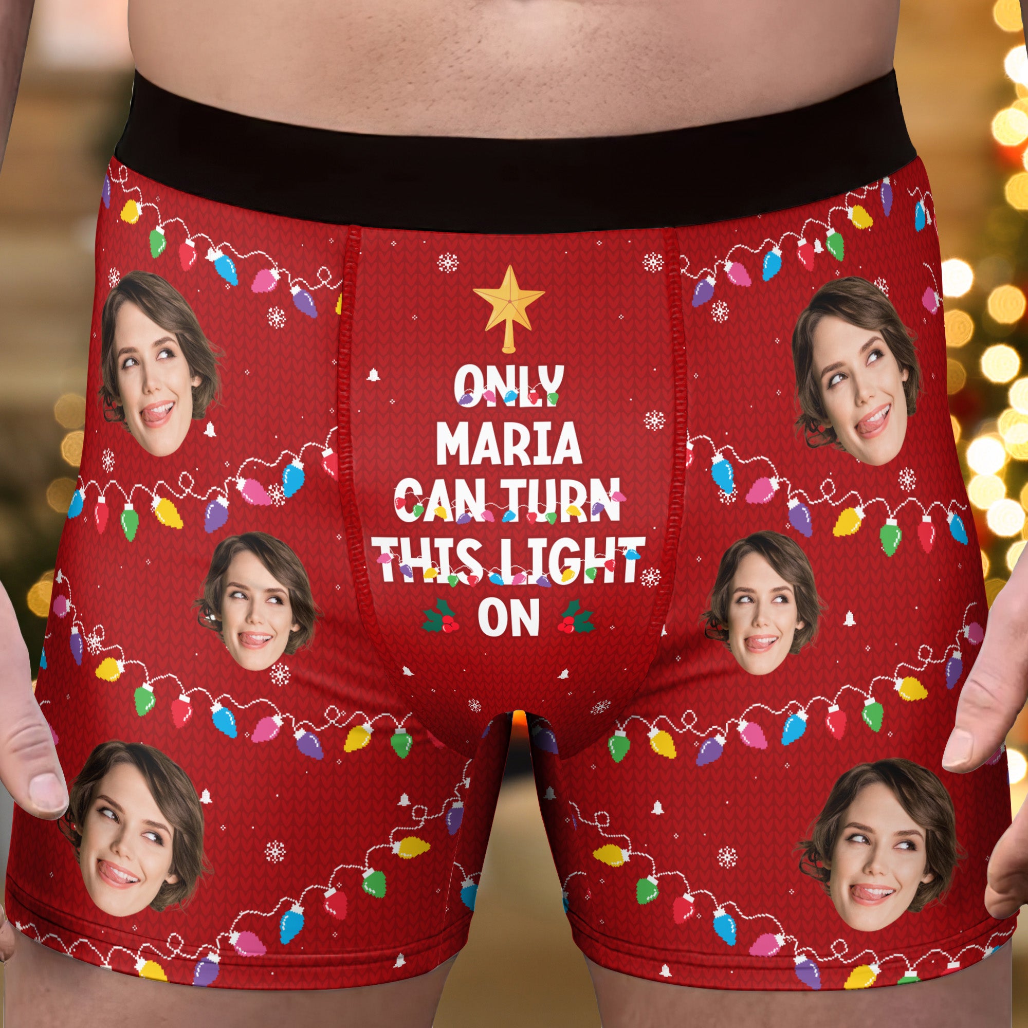 Only Her Can Turn This Light On - Personalized Photo Men's Boxer Briefs