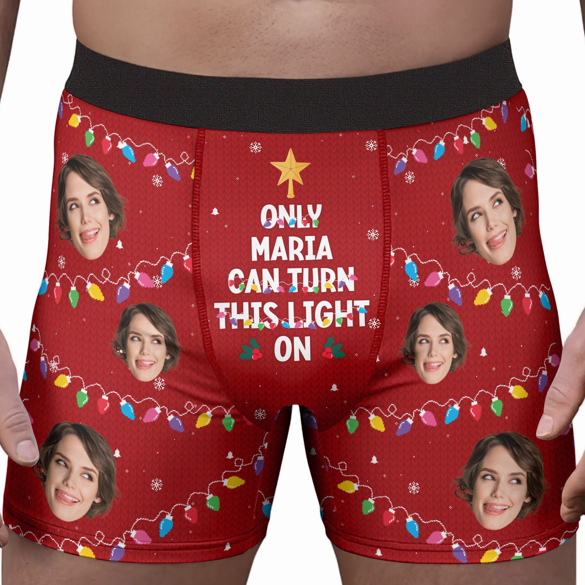 Only Her Can Turn This Light On - Personalized Photo Men's Boxer Briefs