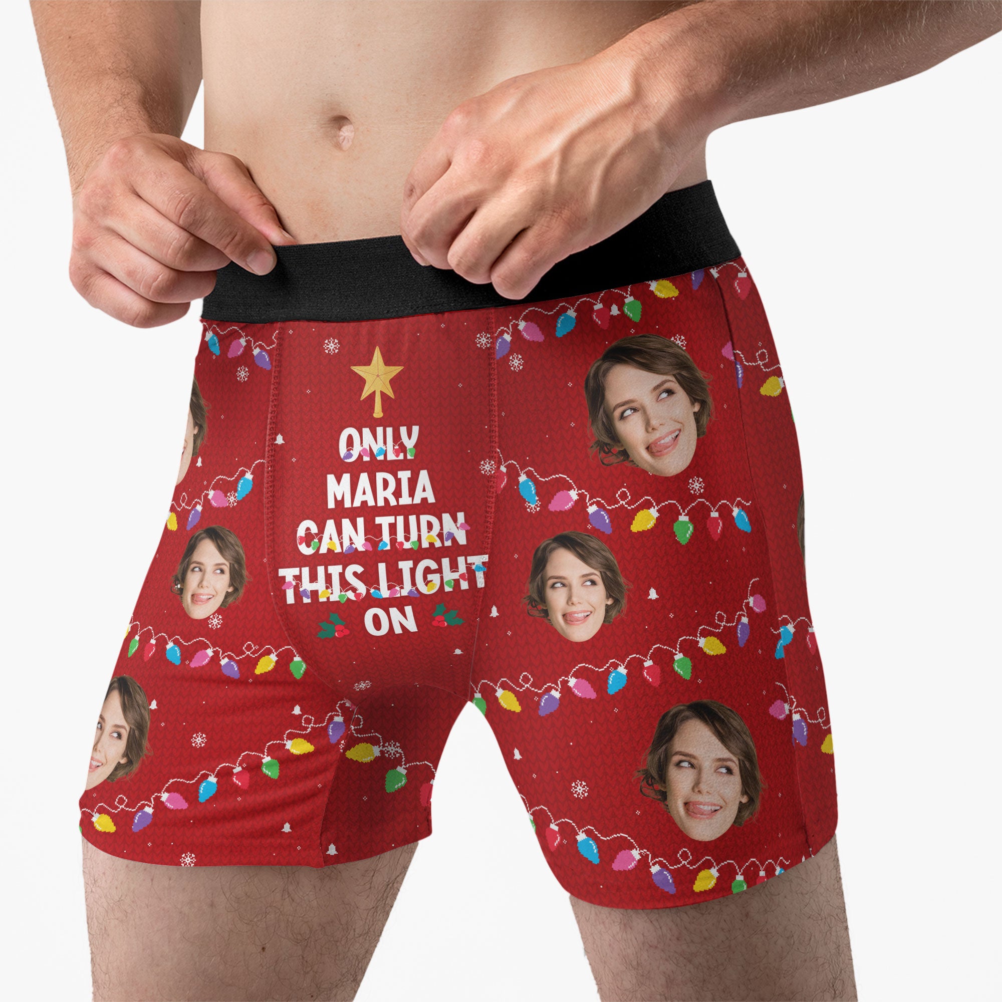 Only Her Can Turn This Light On - Personalized Photo Men's Boxer Briefs