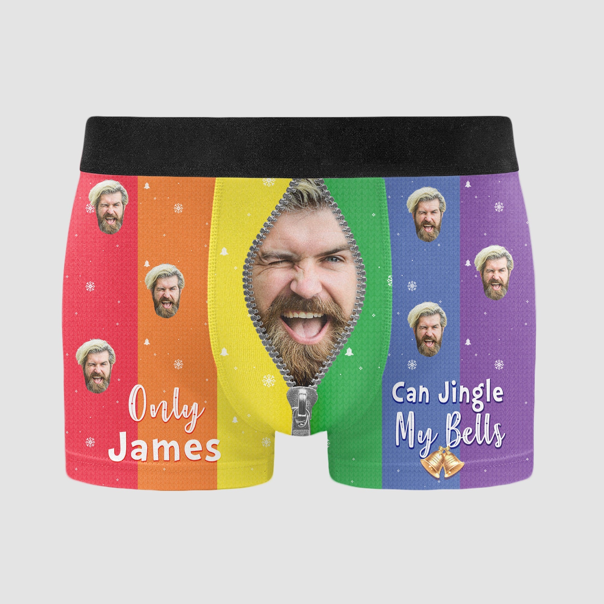 Only My Husband Can Jingle My Bells - Personalized Photo Men's Boxer Briefs