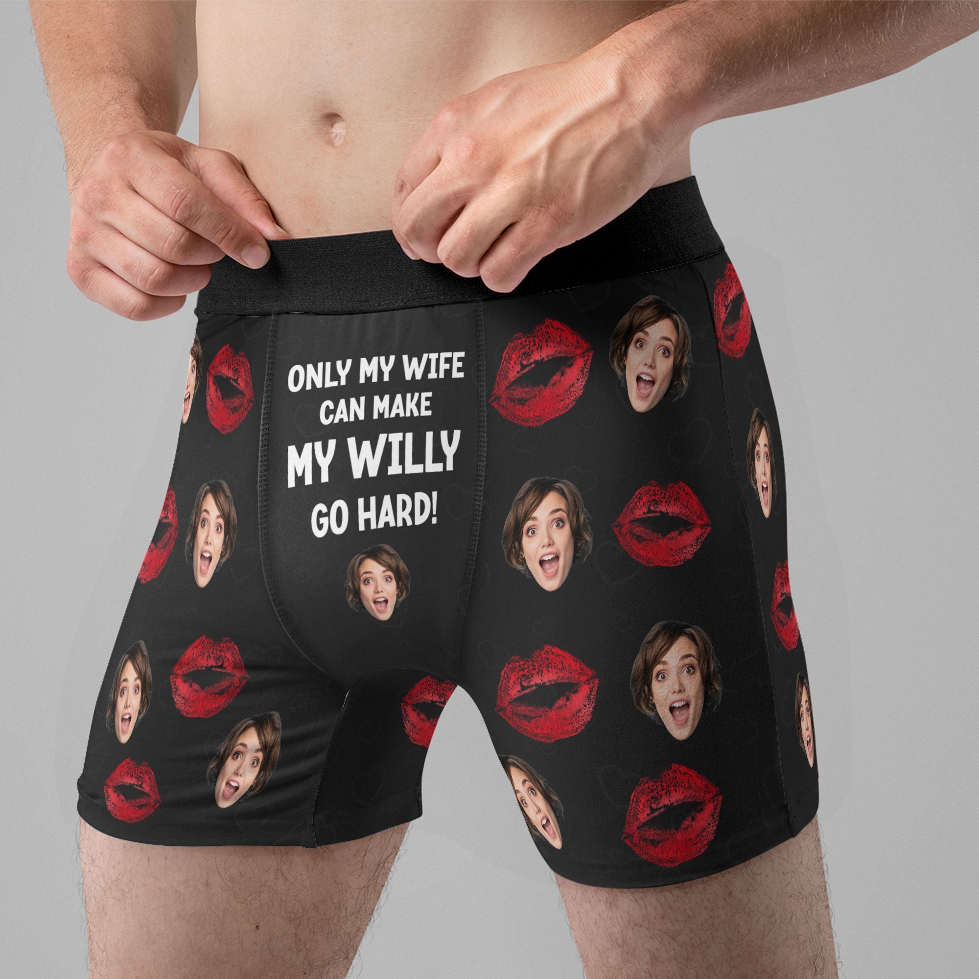 Only My Wife/Girlfriend Can Make My Willy Go Hard - Personalized Men's Boxer Briefs - Birthday, Loving, Anniversary  Gift For Husband, Boyfriend, Men