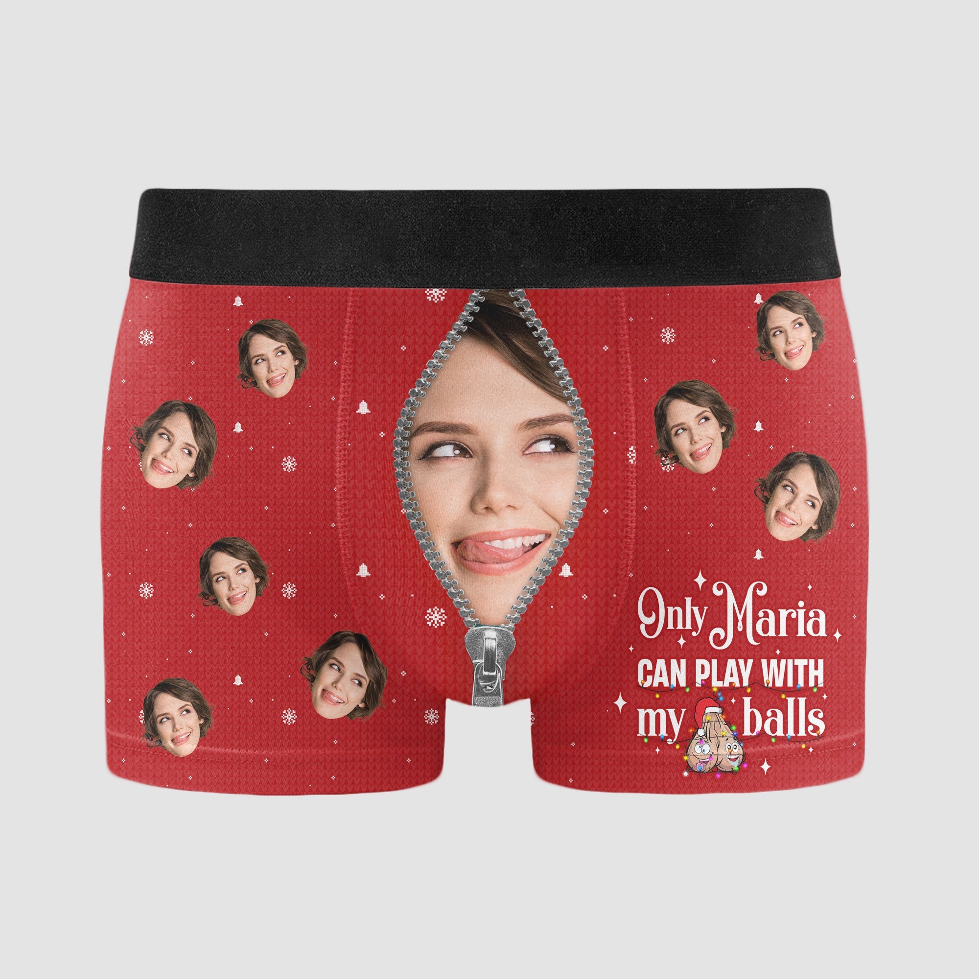 Only Wife Can Play With My Balls - Personalized Photo Men's Boxer Briefs