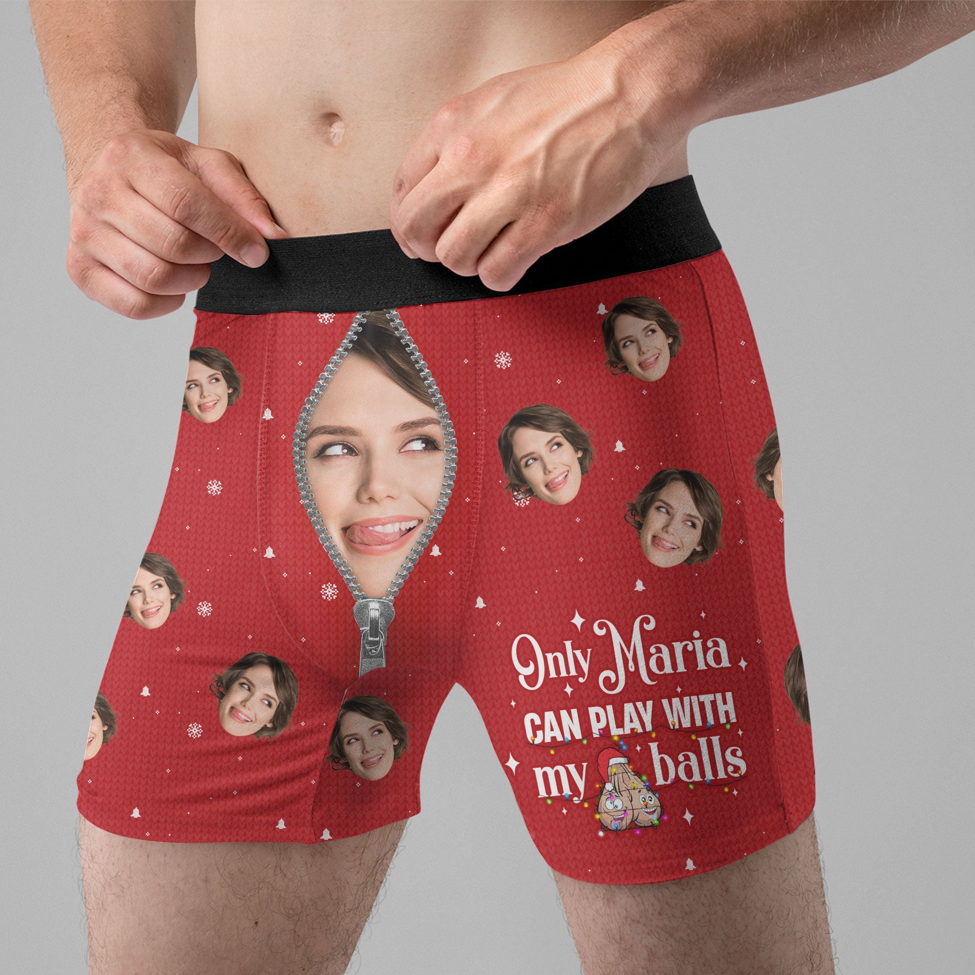 Only Wife Can Play With My Balls - Personalized Photo Men's Boxer Briefs