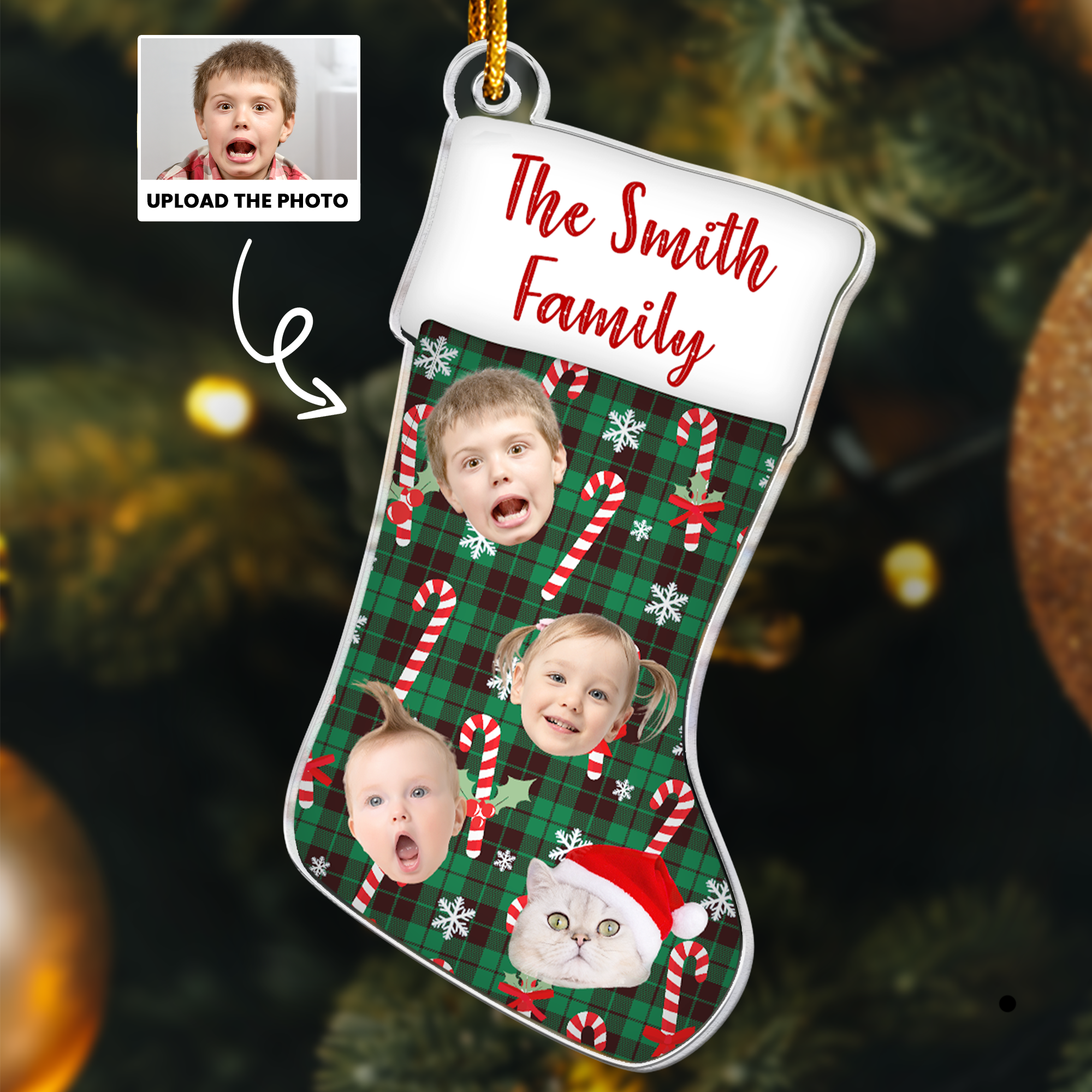 Ornament Custom Photo Christmas Stocking - Personalized Acrylic Photo Ornament