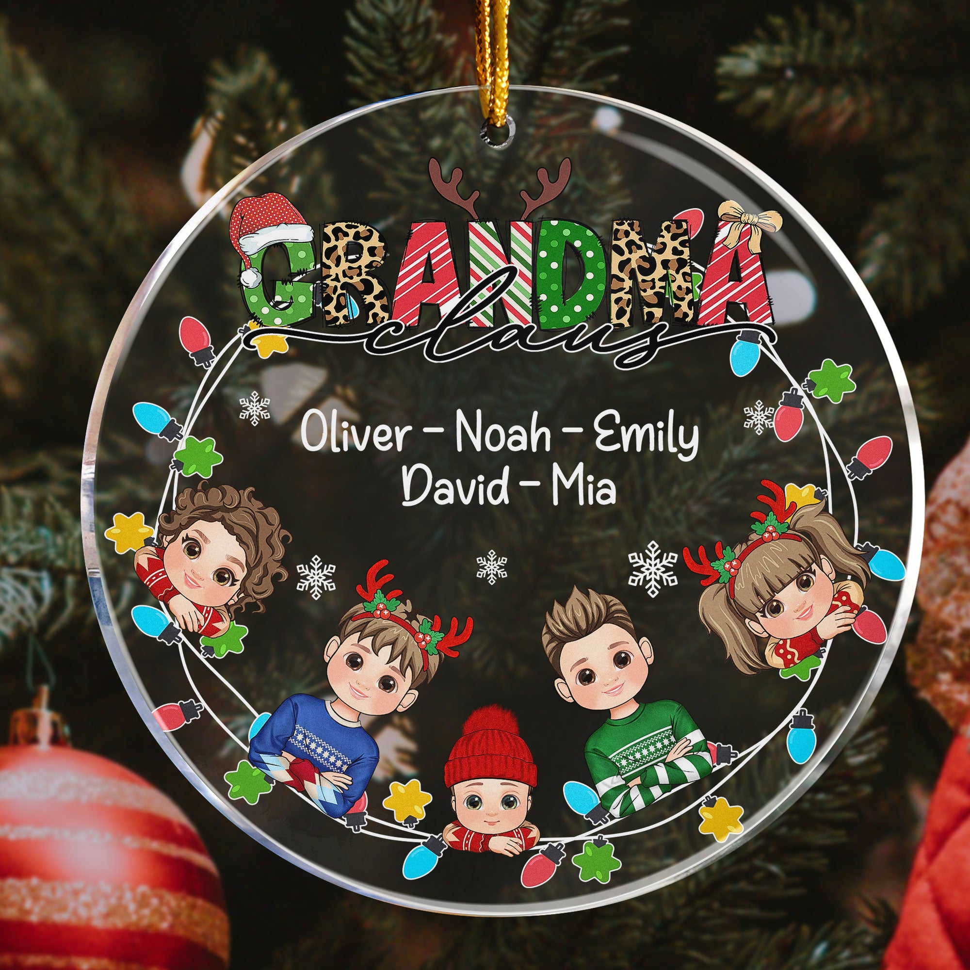 Ornament Gifts For Grandma Claus - Personalized Acrylic Ornament