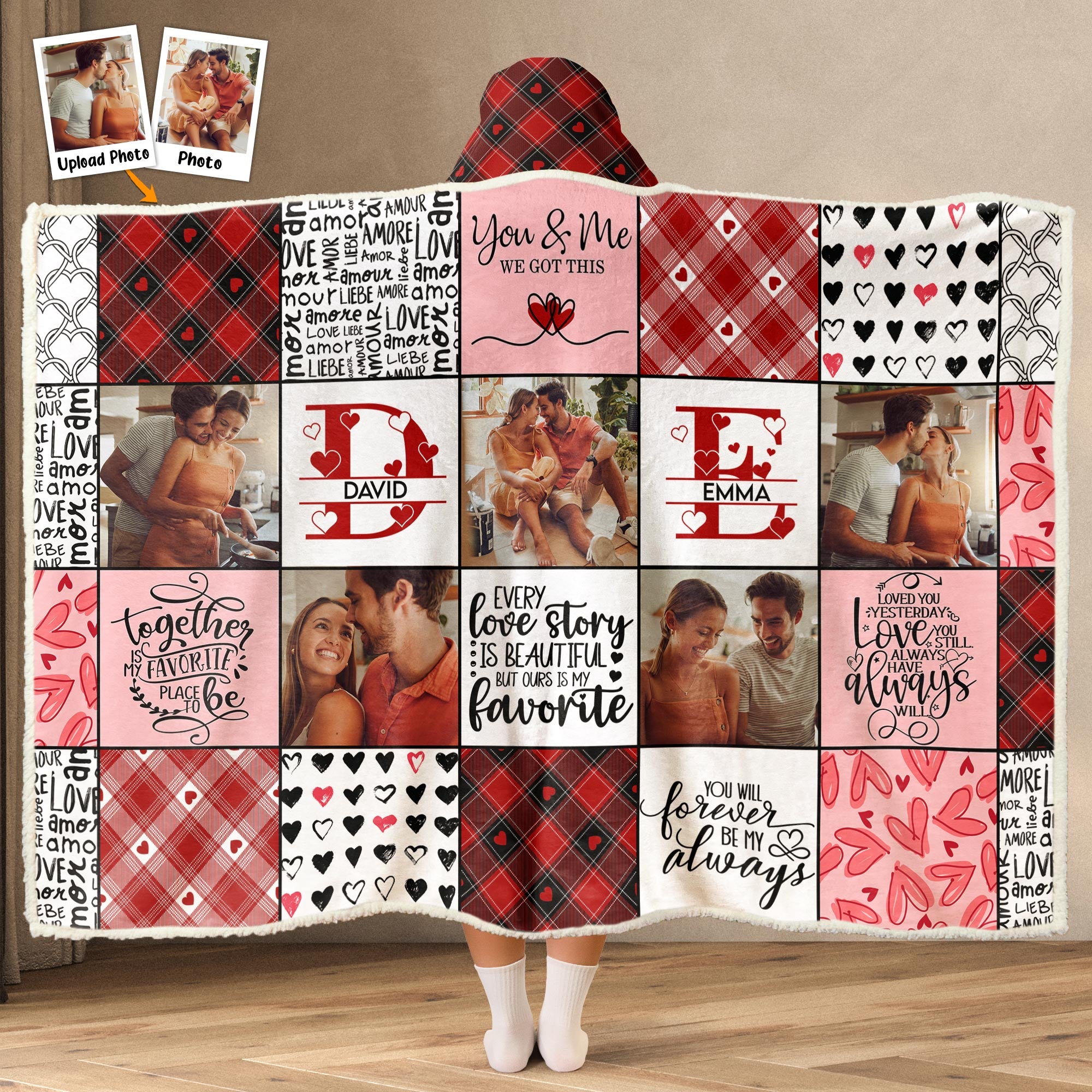 Our Beautiful Love Story - Personalized Photo Wearable Blanket Hoodie