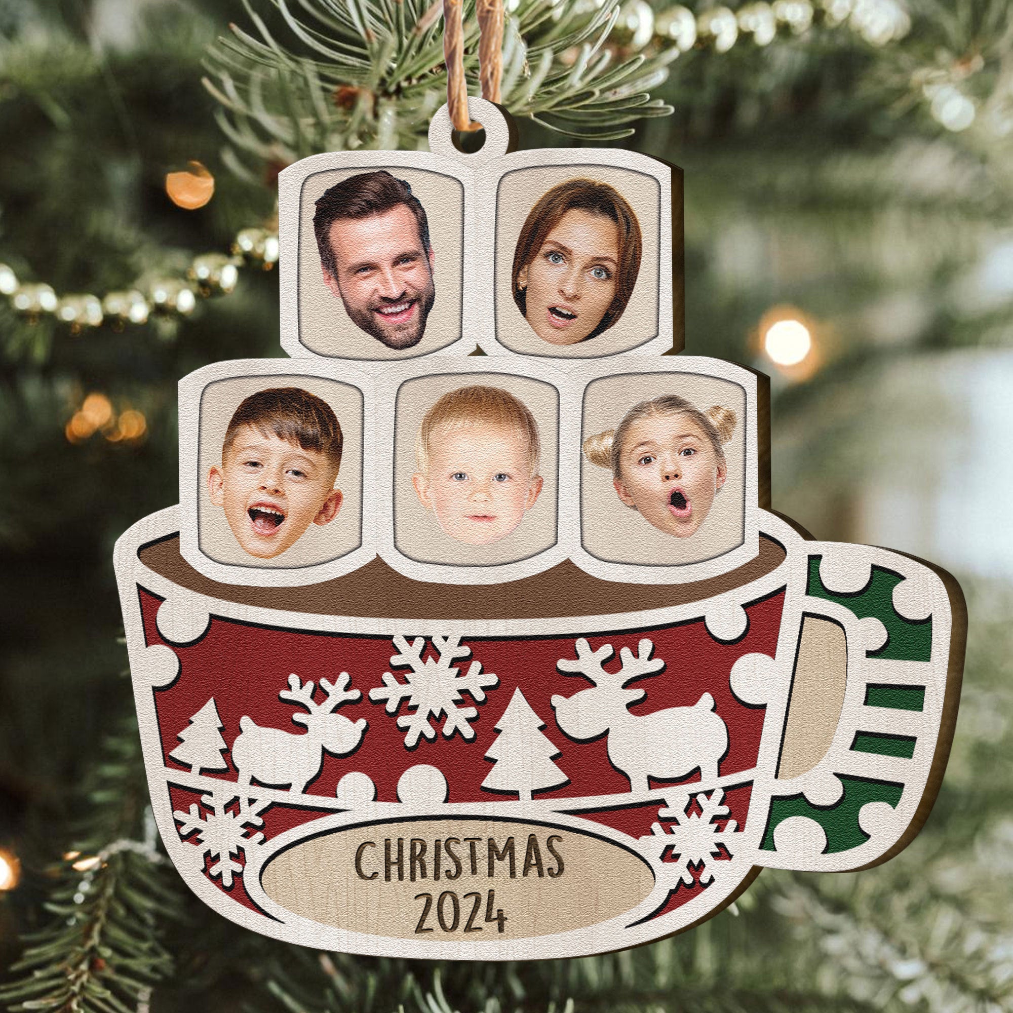 Our Family 2024 - Personalized Wooden Photo Ornament