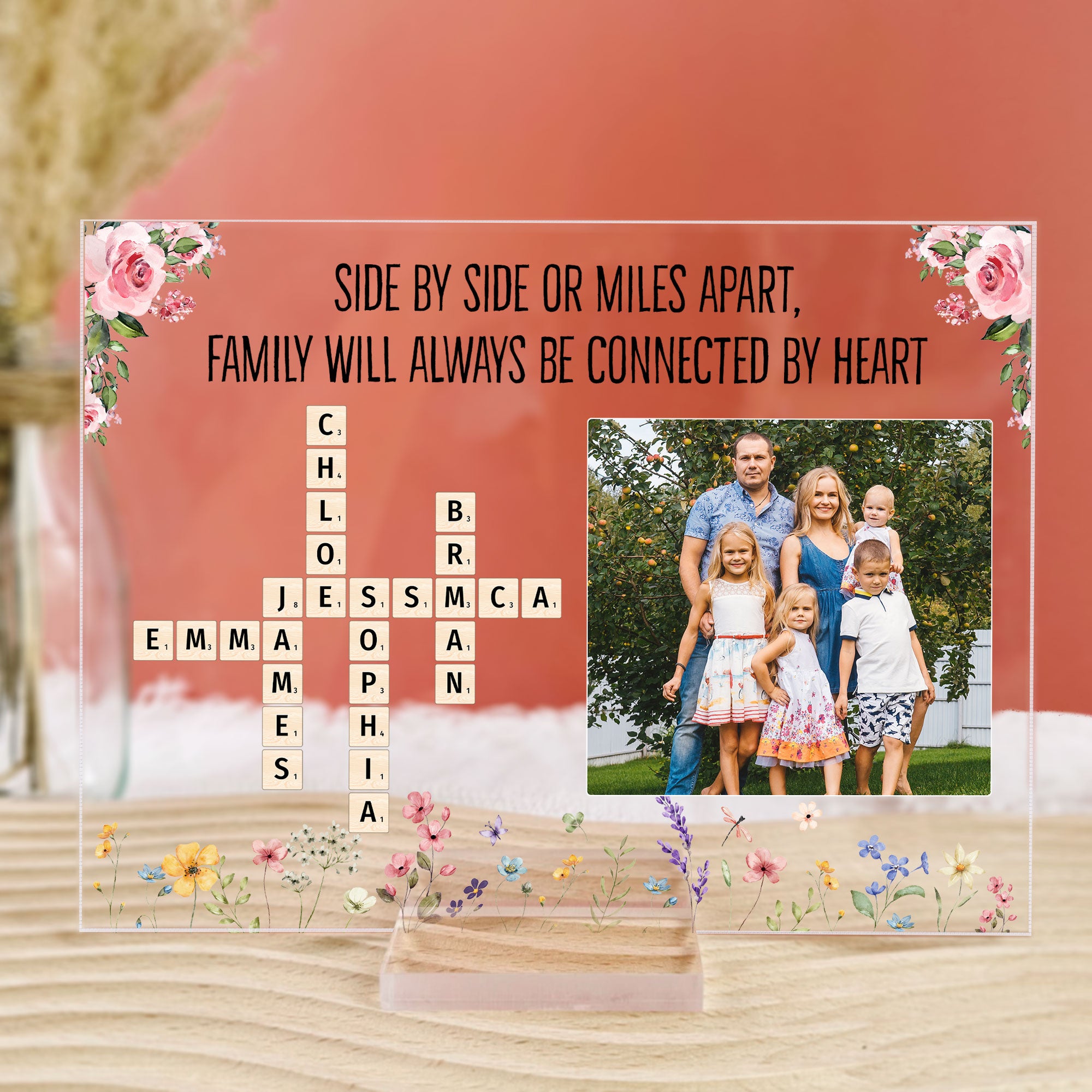 Our Family Love, Name Scrabble Style - Personalized Acrylic Photo Plaque