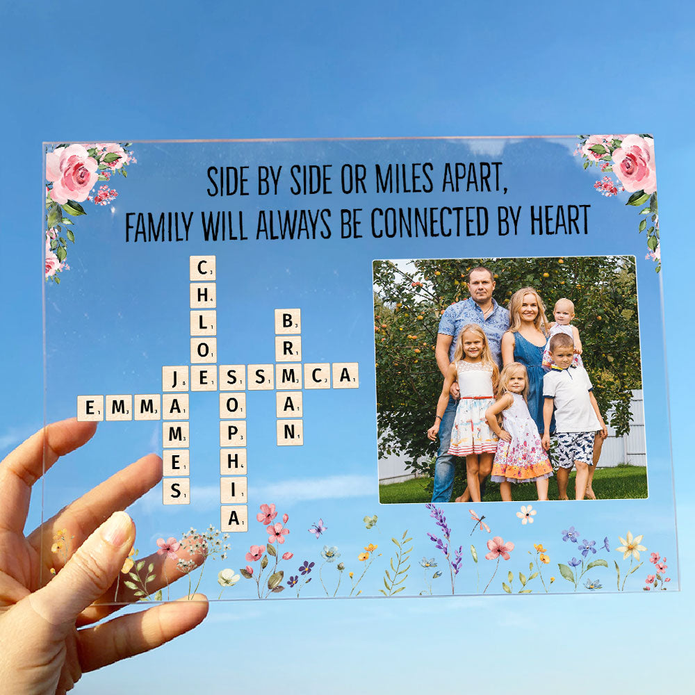 Our Family Love, Name Scrabble Style - Personalized Acrylic Photo Plaque