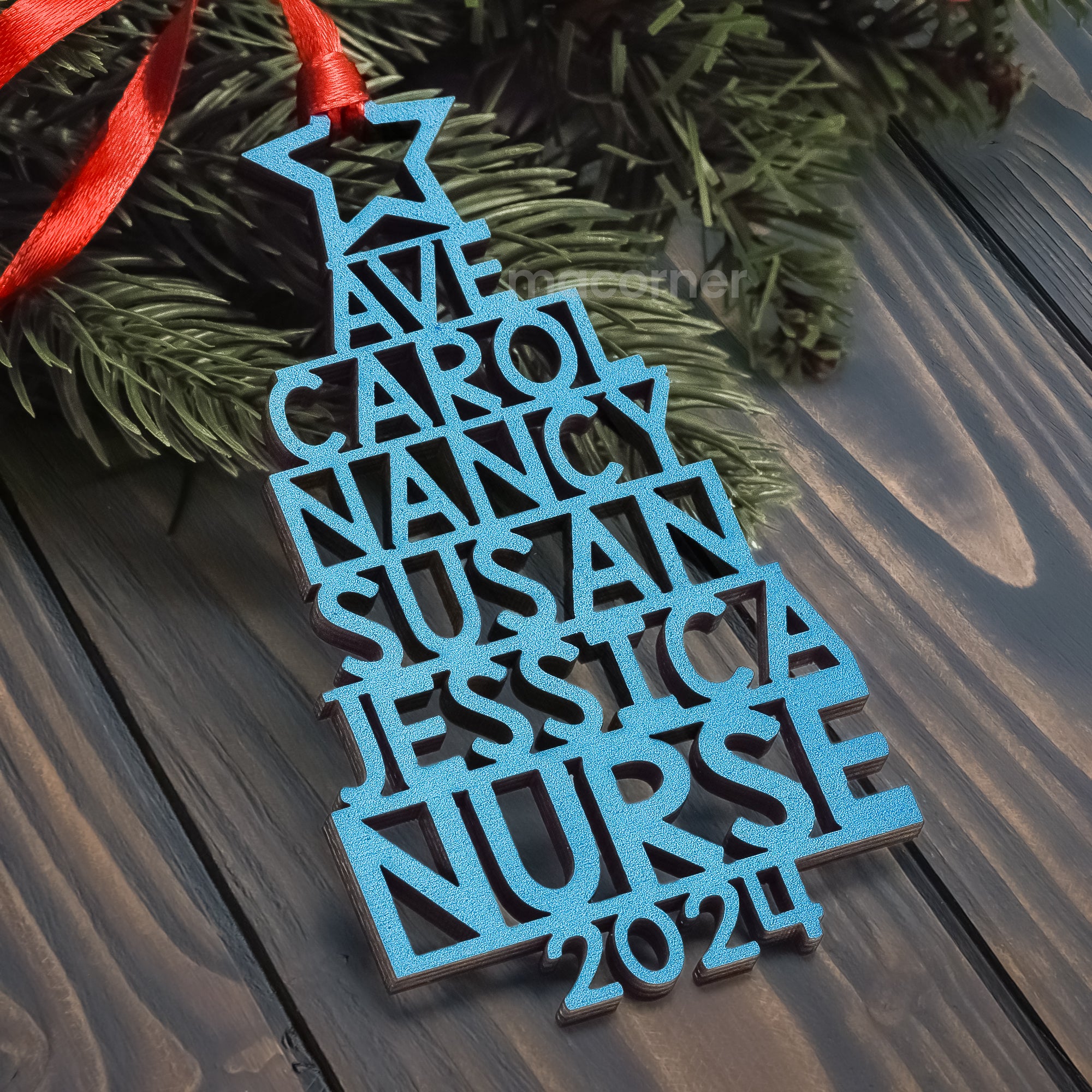 Custom Family Names 2024 Christmas Tree Ornament Up To 14 Names - Personalized Family Ornament