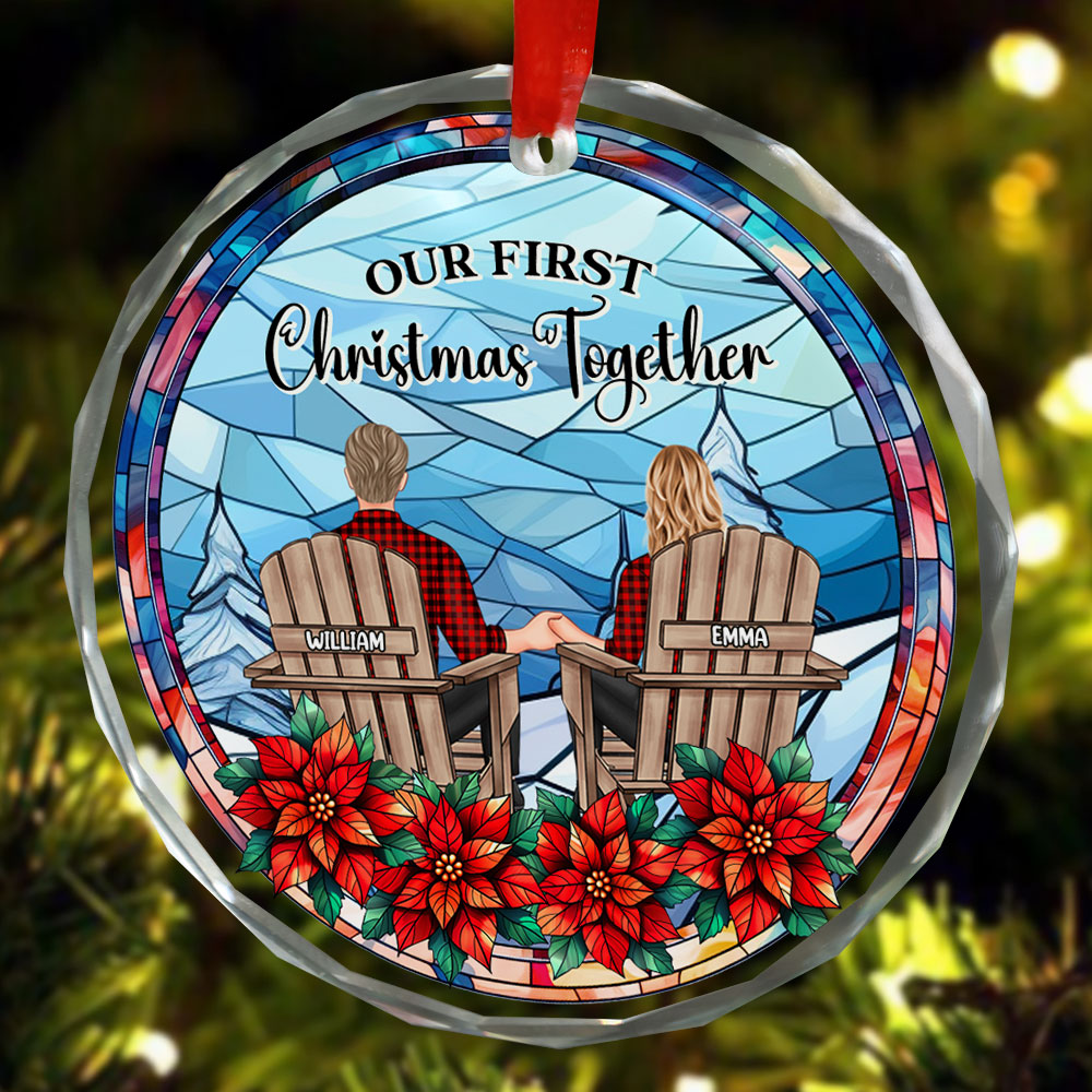 Our First Christmas Couple - Personalized Glass Ornament