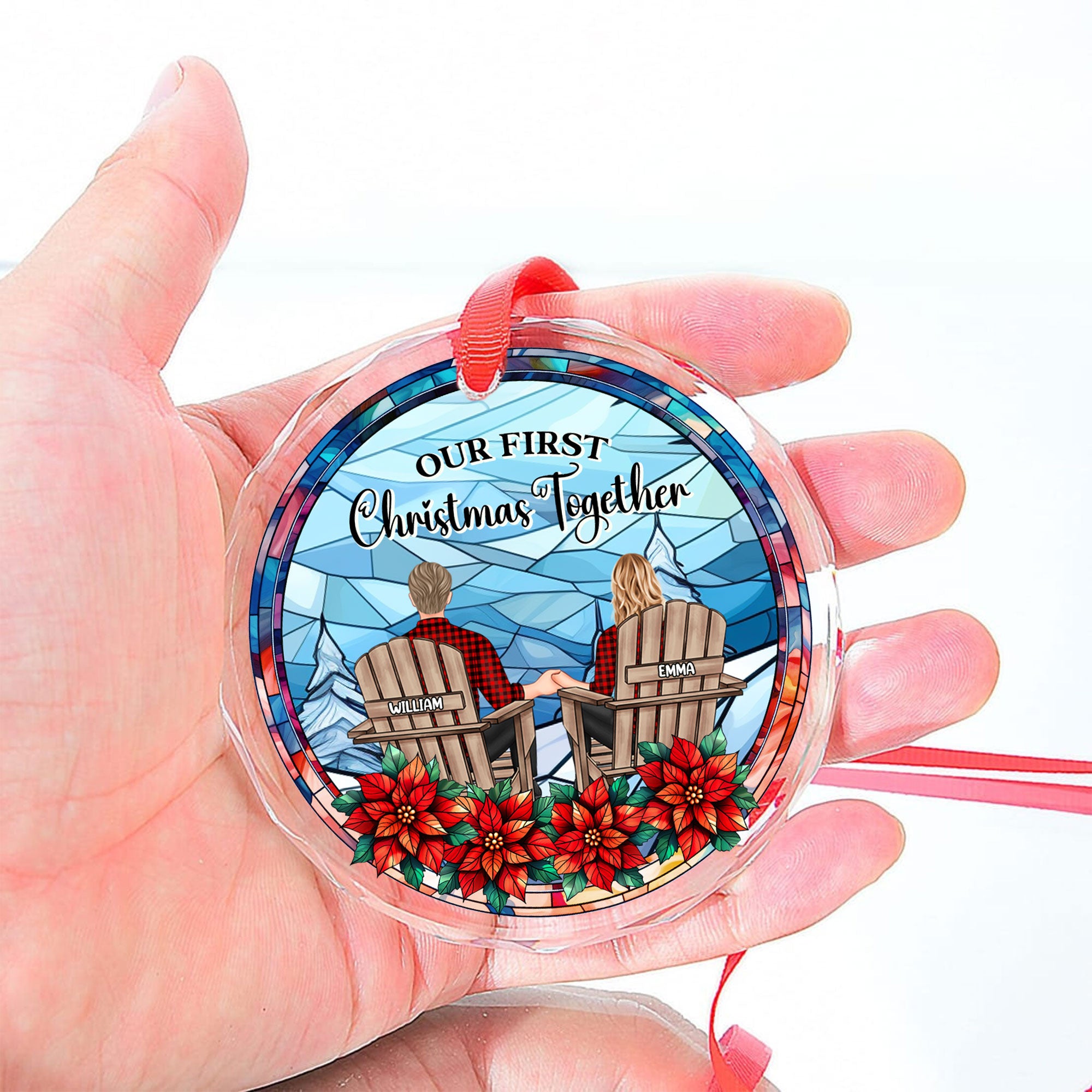 Our First Christmas Couple - Personalized Glass Ornament