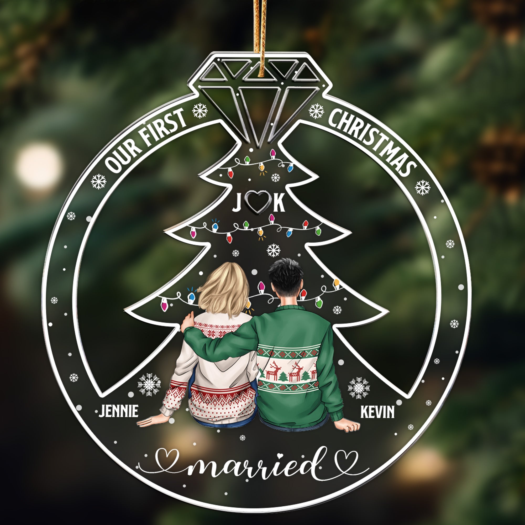 Our First Christmas Married Couple Gift - Personalized Acrylic Ornament