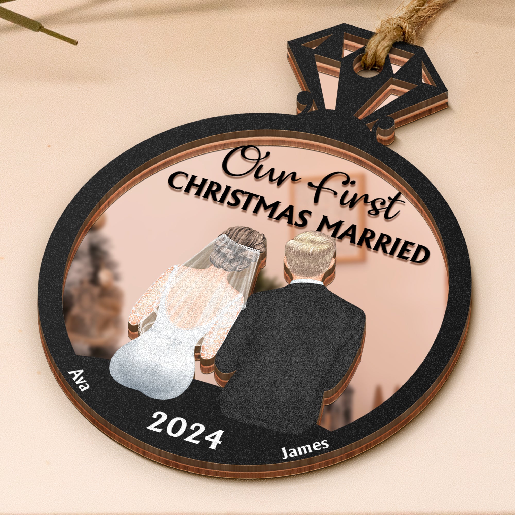 Our First Christmas Married - Personalized Mirror Ornament