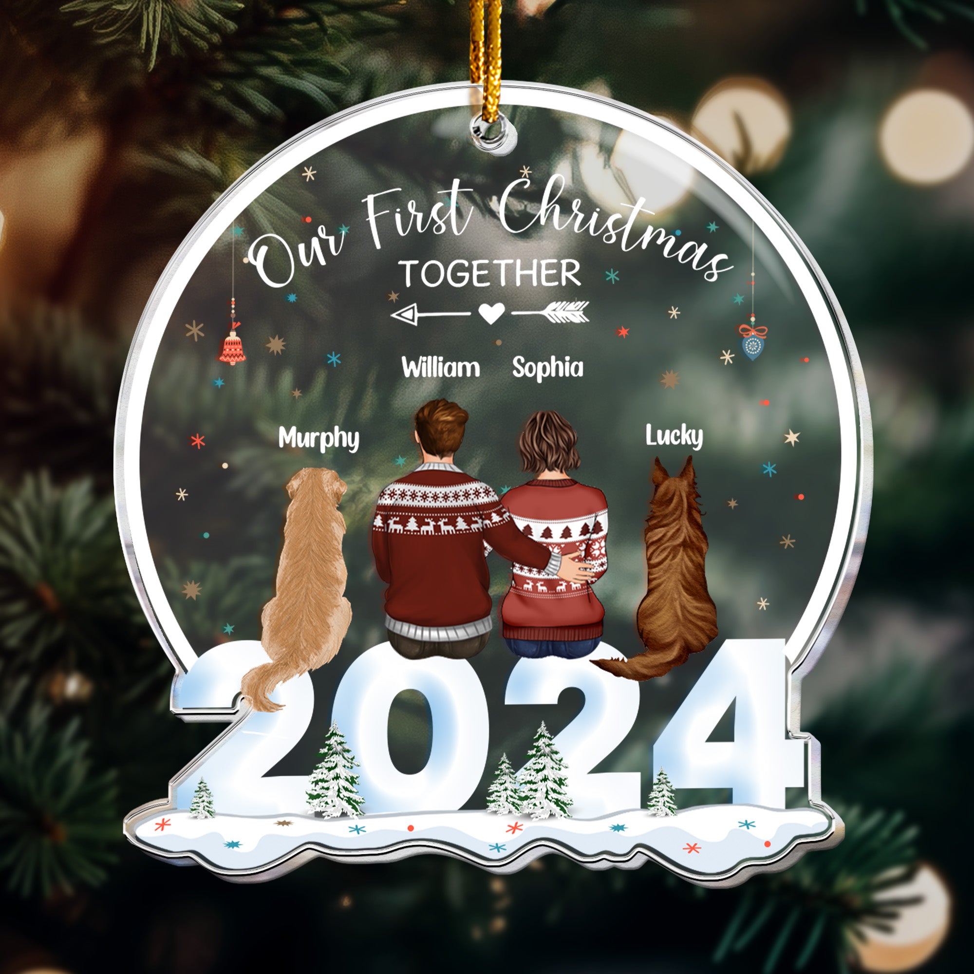 Our First Christmas Together With Dogs - Personalized Acrylic Ornament