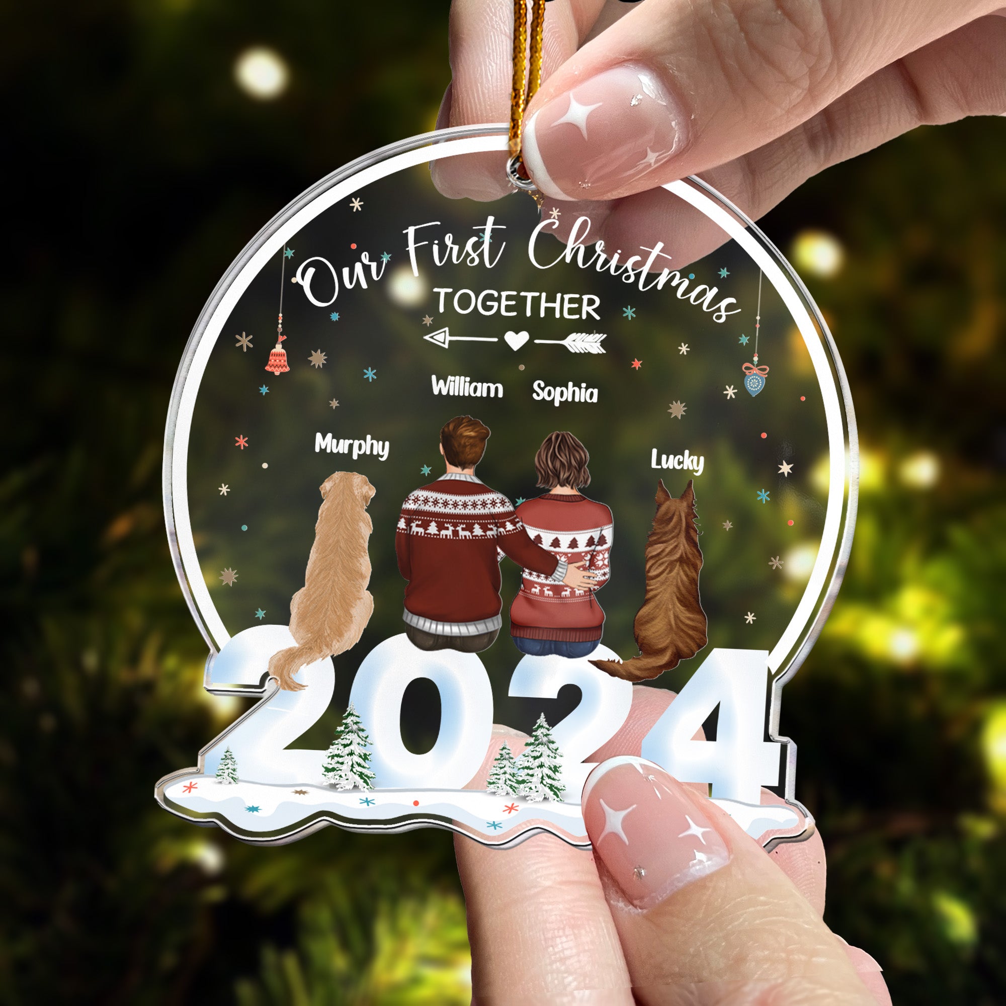 Our First Christmas Together With Dogs - Personalized Acrylic Ornament