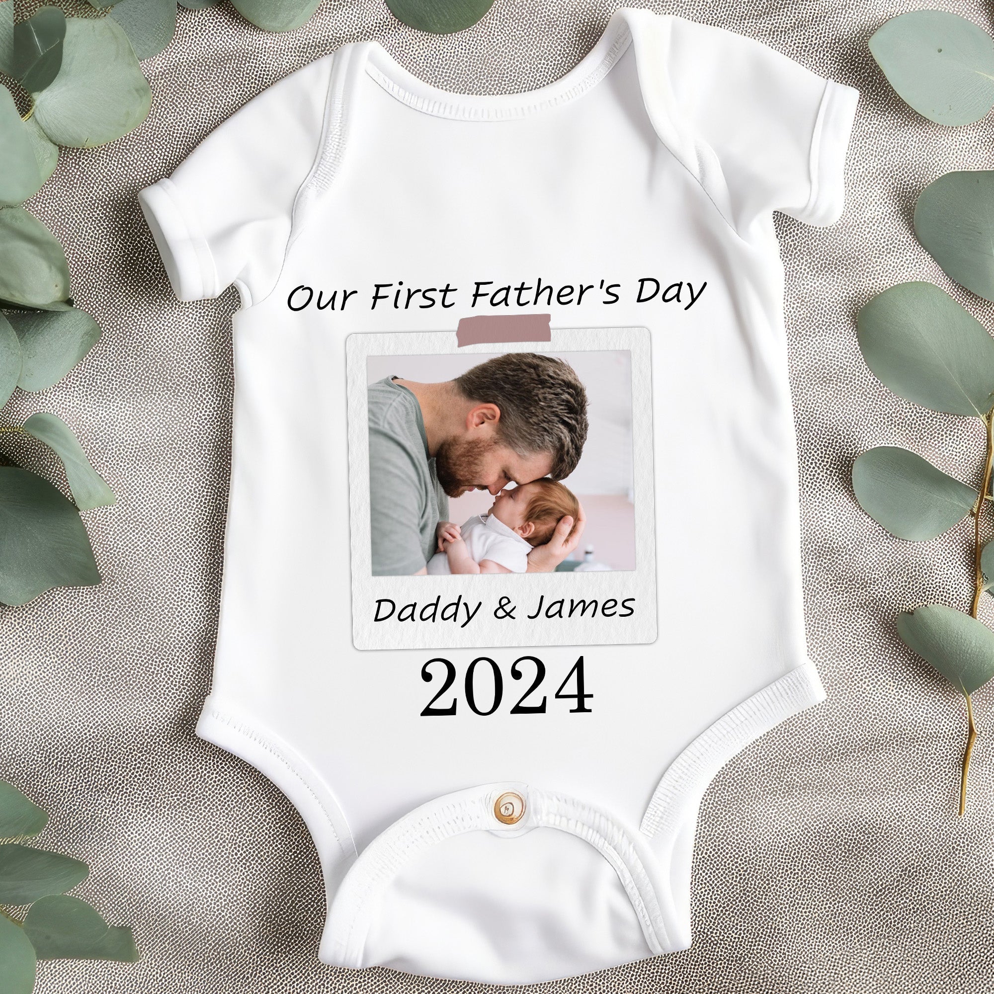 Our First Father's Day - Personalized Photo Matching Shirt