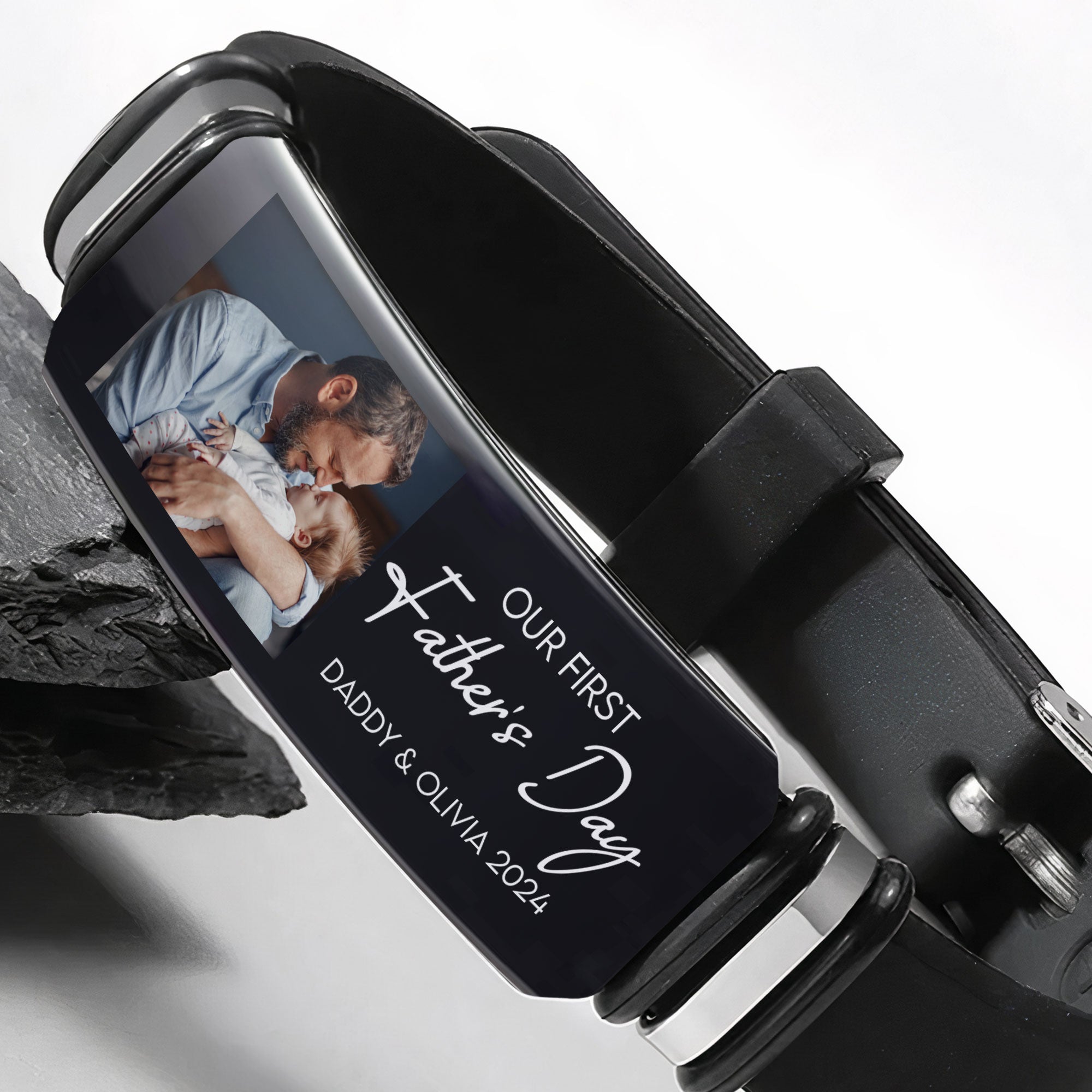 Our First Father's Day Custom Photo Dad Gift - Personalized Photo Bracelet